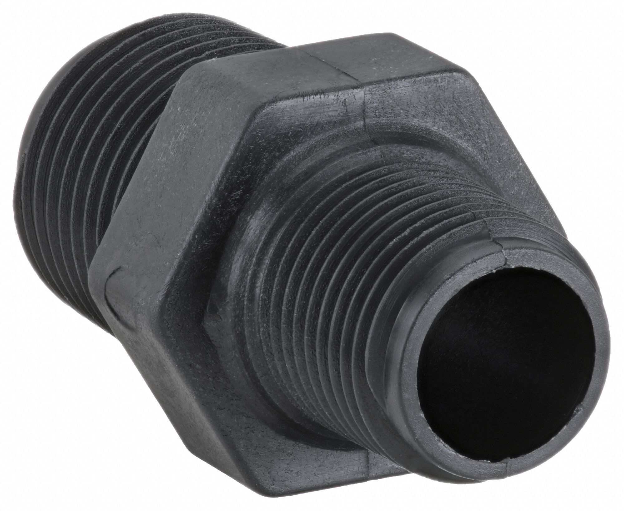 BANJO REDUCING NIPPLE,1/2 X 3/8 IN,POLY,BLK Plastic and Synthetic