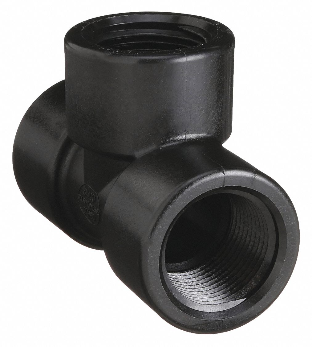 TEE: 2 IN X 2 IN X 2 IN FITTING, SCHEDULE 80, FEMALE NPT X FEMALE NPT X FEMALE NPT, BLACK