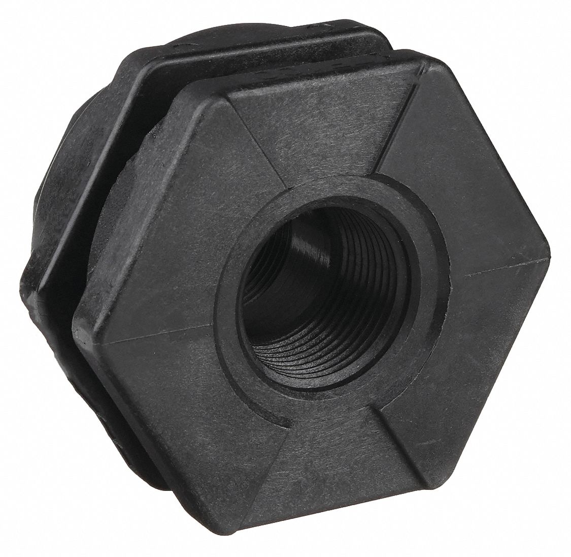 BULKHEAD TANK FITTING: GLASS REINFORCED POLYPROPYLENE BODY, EPDM GASKET