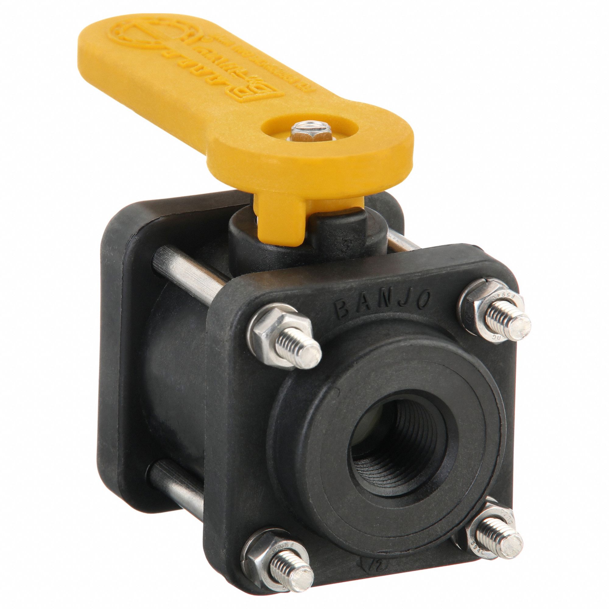 Manual Two-Way Ball Valve: 1/2 in, Polypropylene, Straight, FNPT x FNPT, Three-Piece, Lever