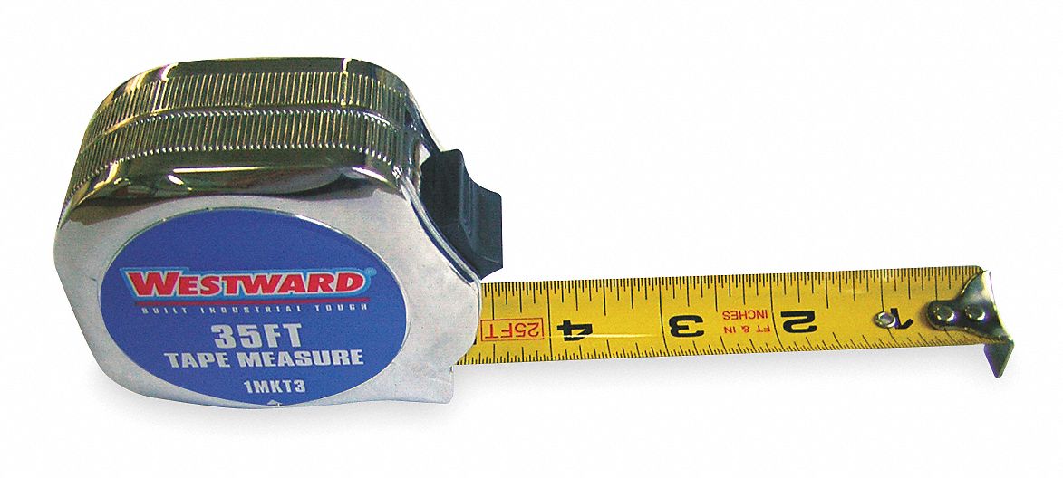 WESTWARD 35 ft Steel SAE Tape Measure, Chrome 1MKT31MKT3 Grainger