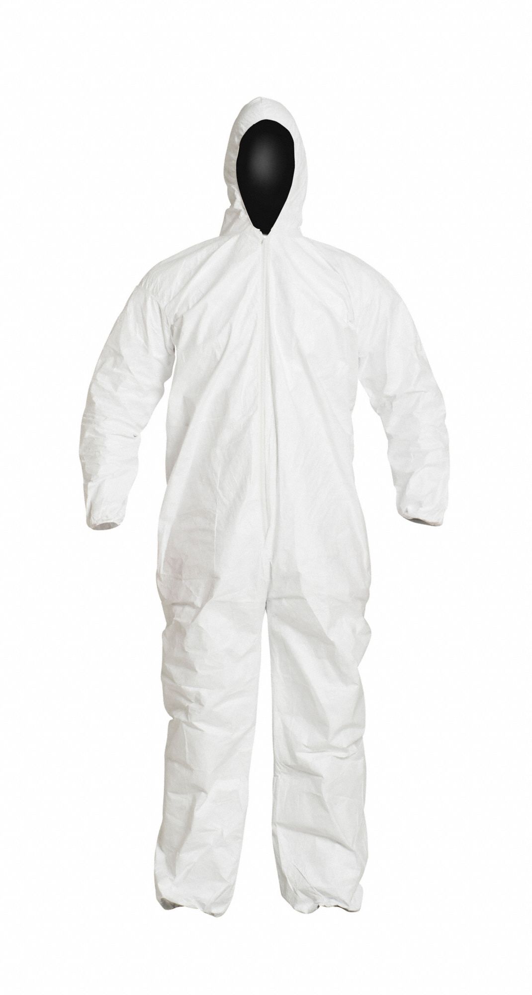 HOODED DISPOSABLE COVERALLS, L, TYVEK ISOCLEAN, SERGED SEAM, ELASTIC CUFFS, WHT, 25 PK