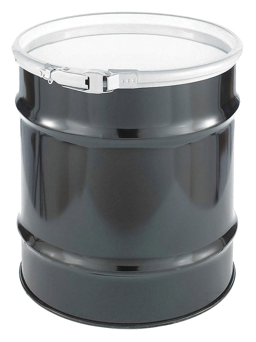 TRANSPORT DRUM, STEEL, 20 GALON, LEVER LOCK RING, BLACK/WHITE