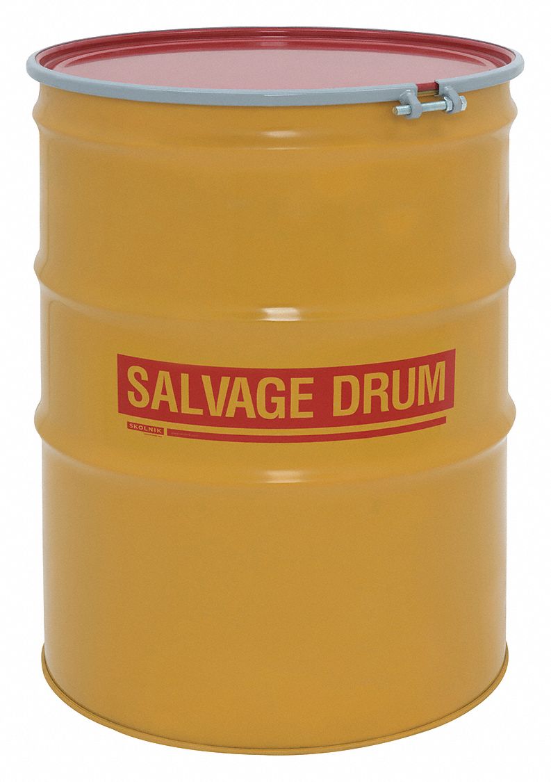 SALVAGE DRUM, STEEL, 110 GAL, BOLT RING, 16 GA/16 GA/16 GA, SALVAGE DRUM, STEEL