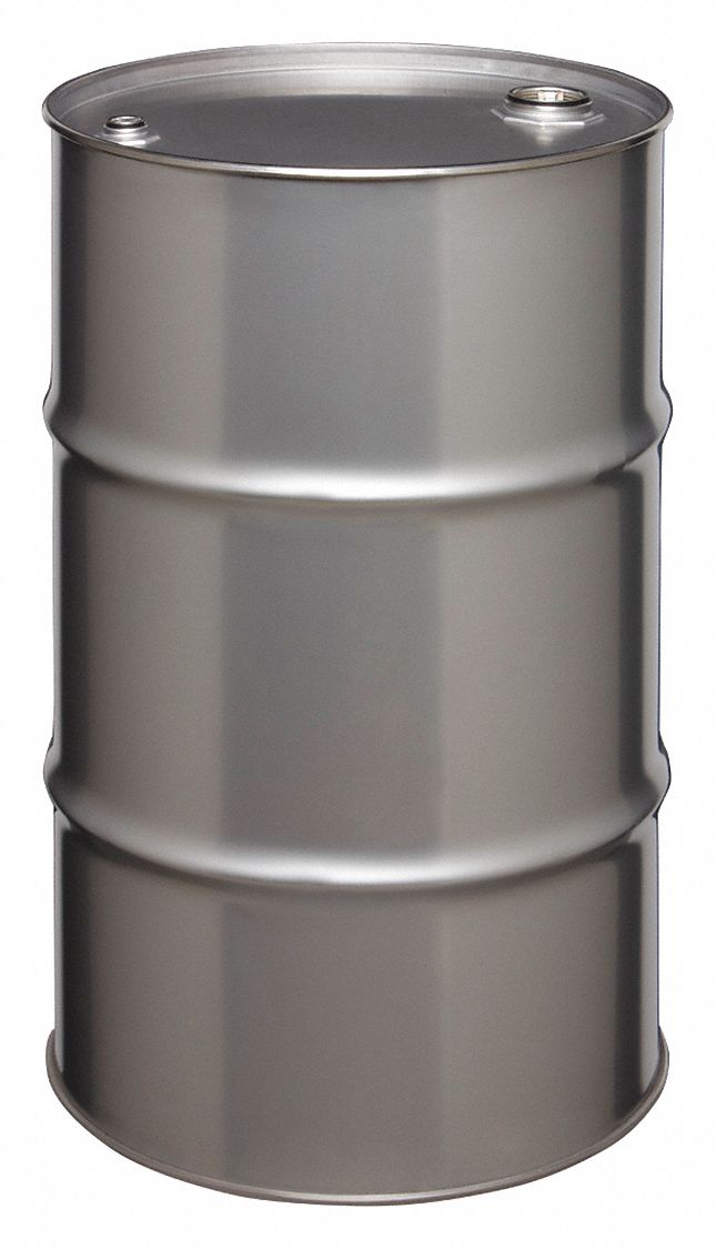 Transport Drum: Stainless Steel, Type 304, 30 gal, Unlined/No Interior Coating, NPT