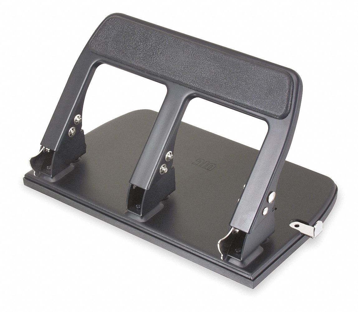 OFFICEMATE Heavy Duty Paper Punch, Three Hole, Blk 1MLJ890089 Grainger