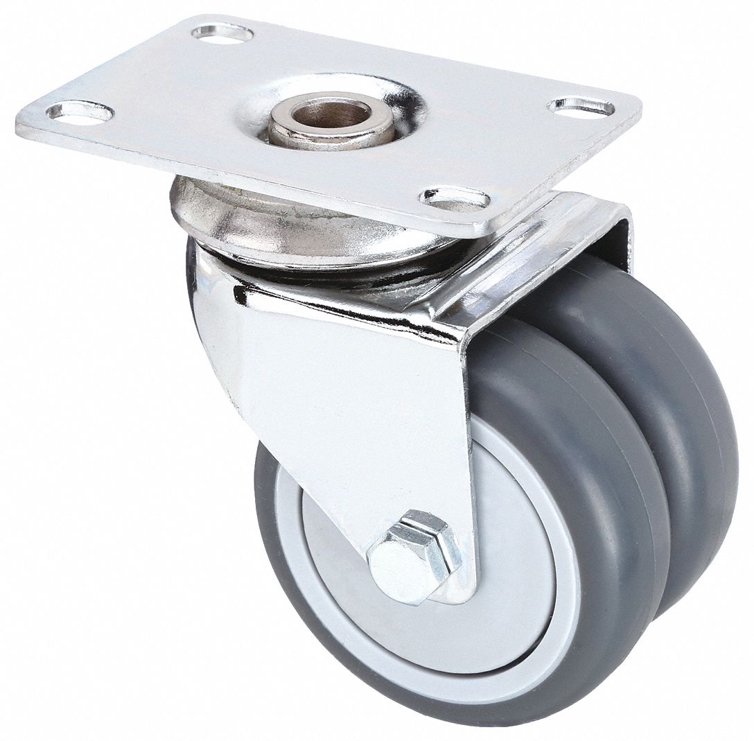 COLSON, 3 in Wheel Dia., 200 lb, LowProfile EasyTurn Medical Plate