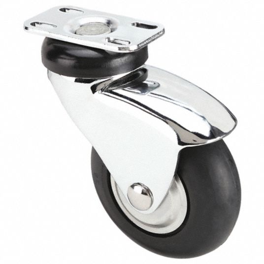 QuietRoll Medical Plate Caster, Swivel, Neoprene, 175 lb, 3 in Wheel