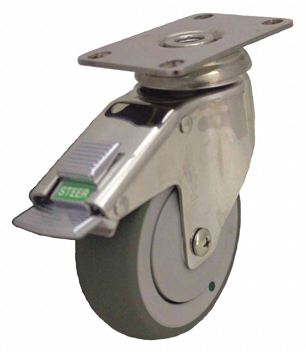 ANTIMICROBIAL CORROSION- & DEBRIS-RESISTANT MEDICAL PLATE CASTER, 6 IN WHEEL DIA