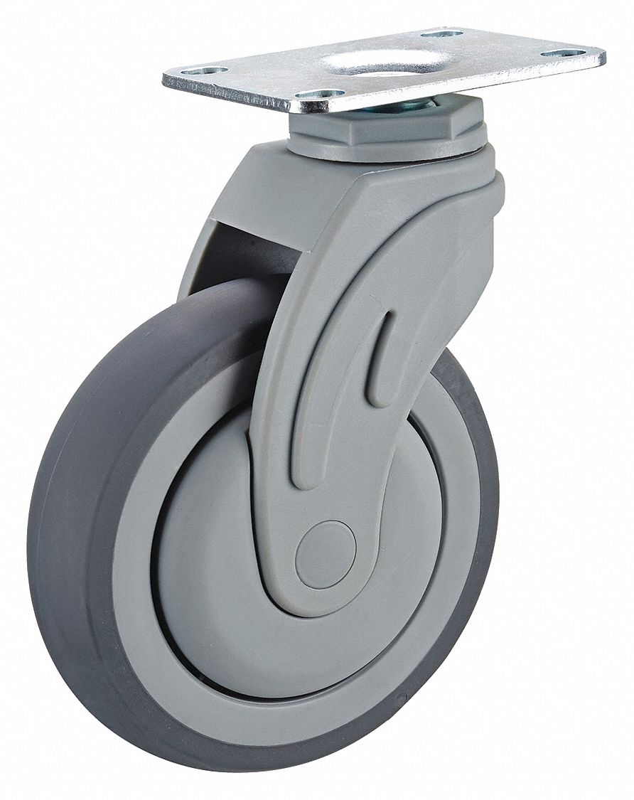 GRAINGER APPROVED QuietRoll Medical Plate Caster, Swivel