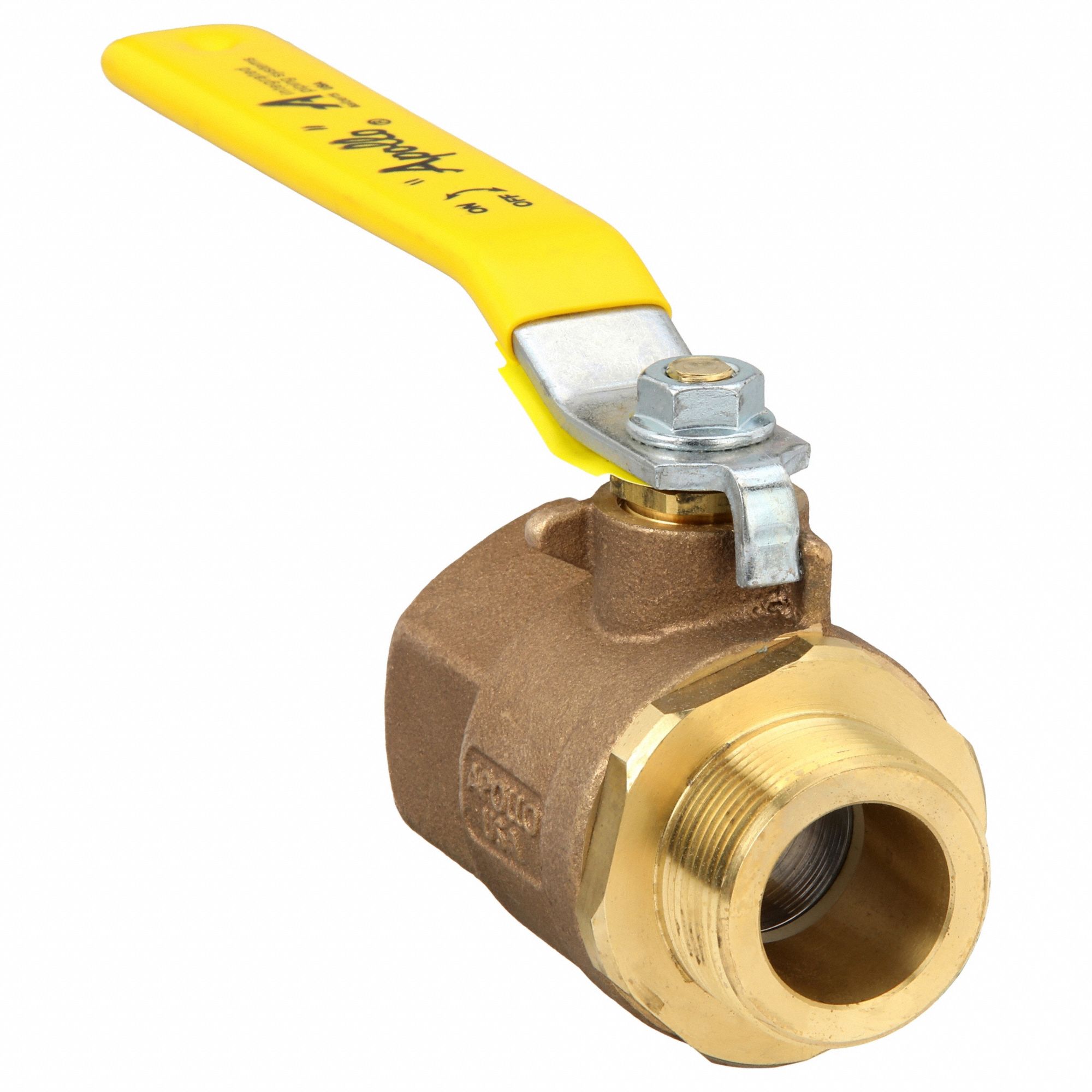 Manual Two-Way Ball Valve: 1 1/2 in, Bronze, Straight, FNPT x MNPT, Std Port, Two-Piece, PTFE