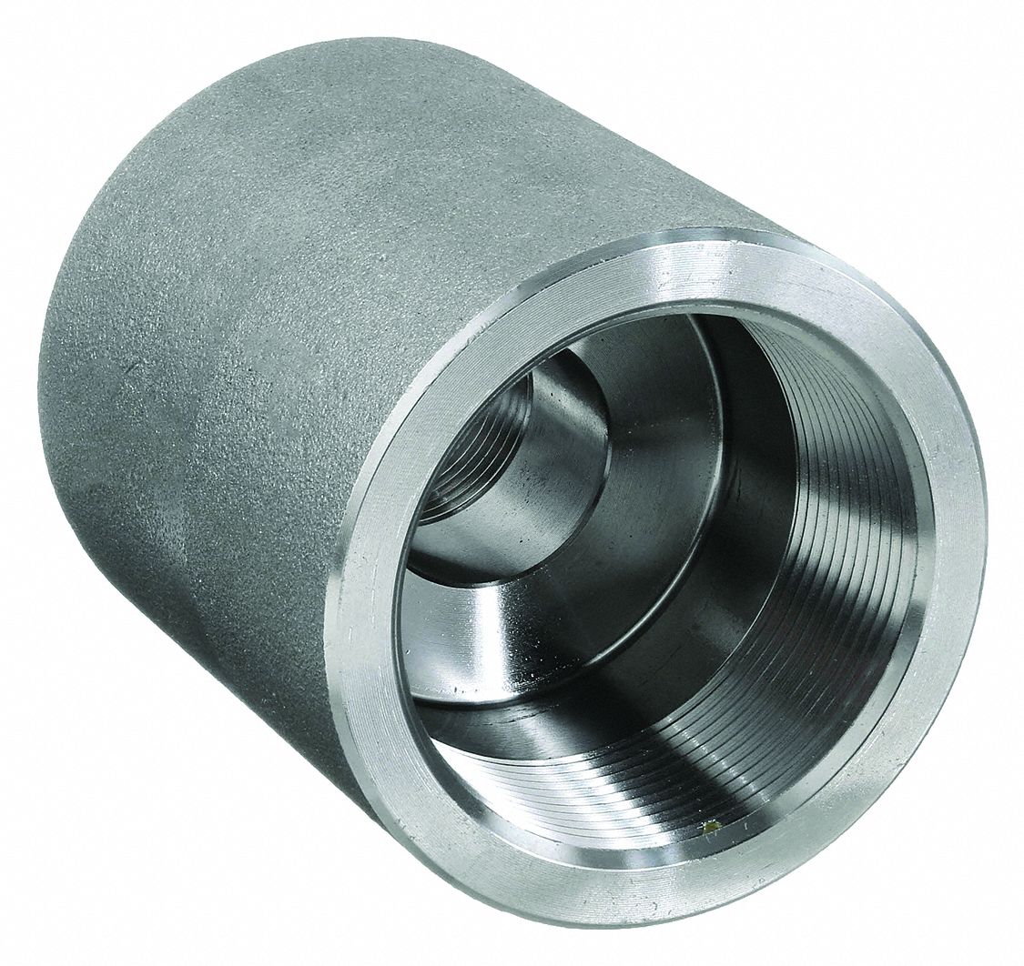 REDUCING COUPLING: FORGED STEEL, ½ IN X ⅜ IN FITTING, FEMALE NPT X FEMALE NPT