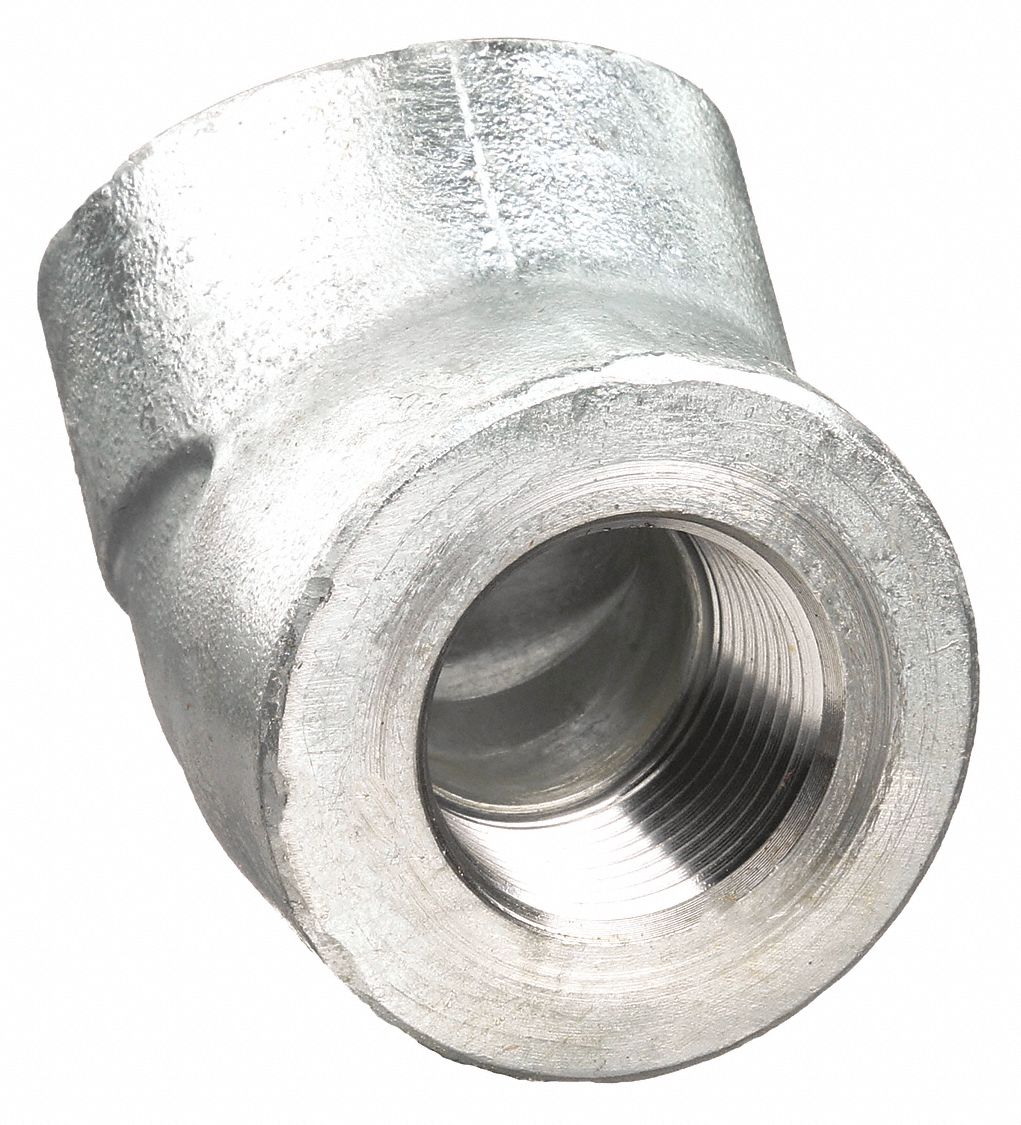 45 °  ELBOW: FORGED STEEL, ¾ IN X ¾ IN, NPT X NPT THREAD, CLASS 3000