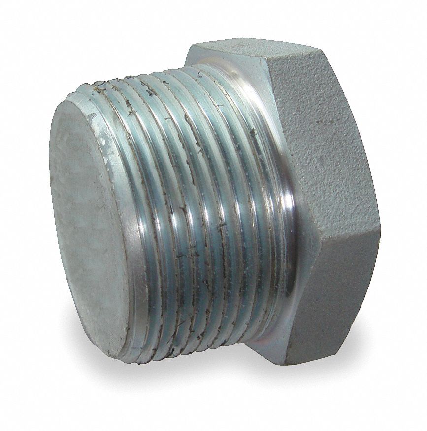 GRAINGER APPROVED Galvanized Steel Hex Head Plug, 1/2" Pipe Size