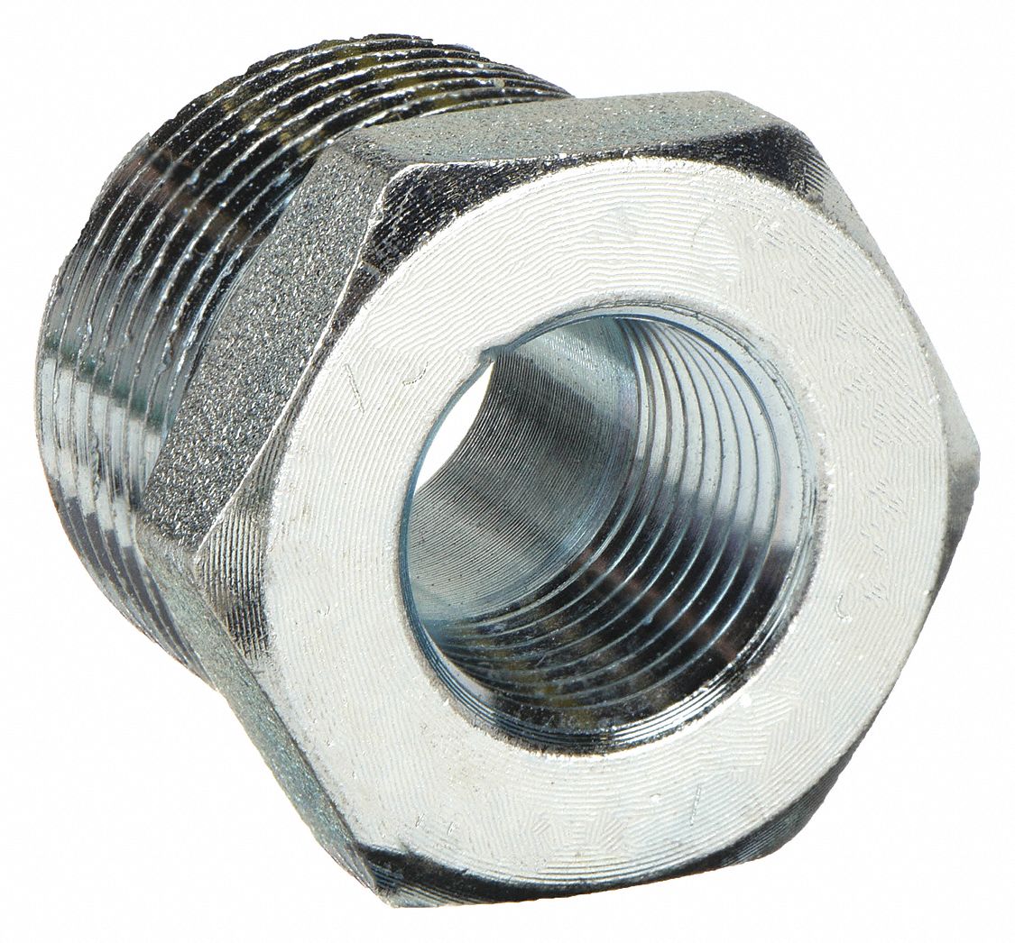HEX BUSHING: FORGED STEEL, ½ IN X ⅜ IN, NPT X NPT THREAD, CLASS 3000