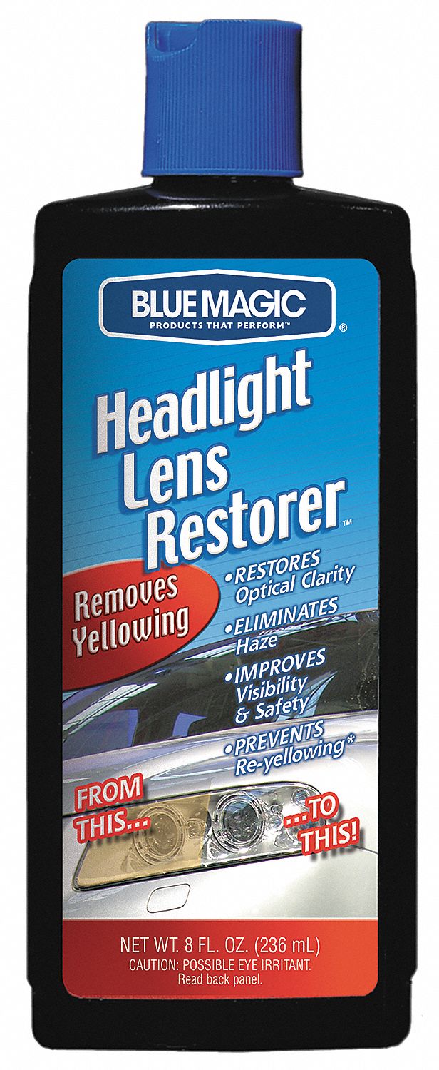 BLUE MAGIC Headlight Lens Restorer, 8 Oz, Bottle, Blue 1MPV472506