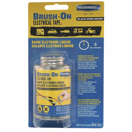 BLUE MAGIC Brush On Electrical Tape, Black, 4 Oz 1MPX8BOT55TRI