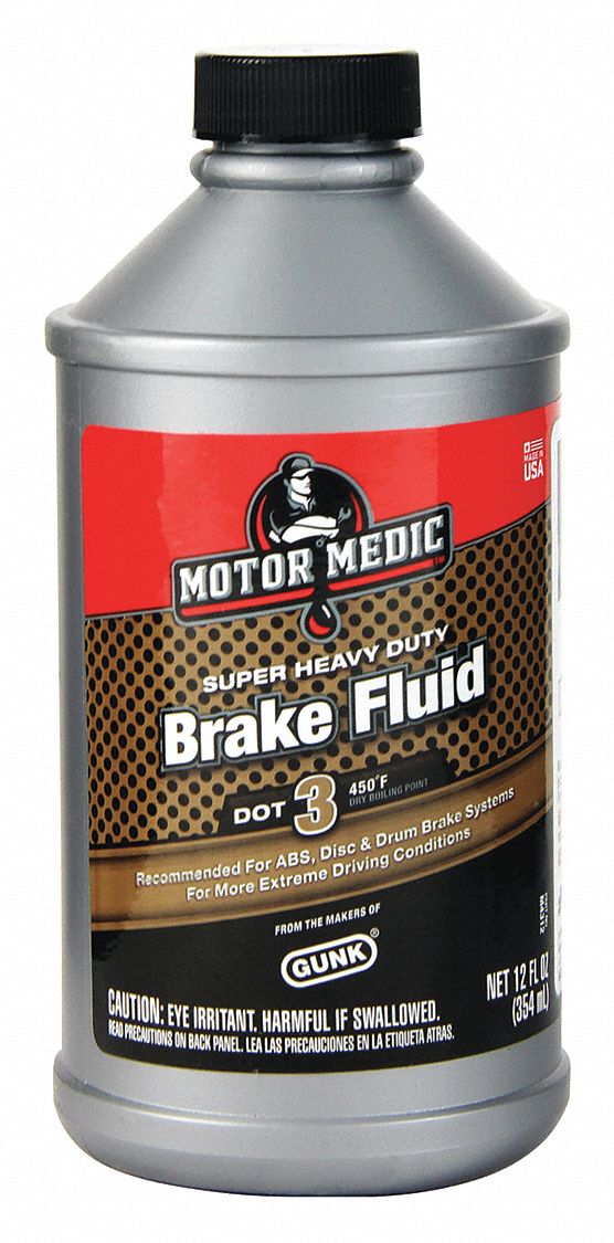 MOTOR MEDIC Brake Fluid, 12 Oz, Yellow to Amber 1MRA1M4312 Grainger