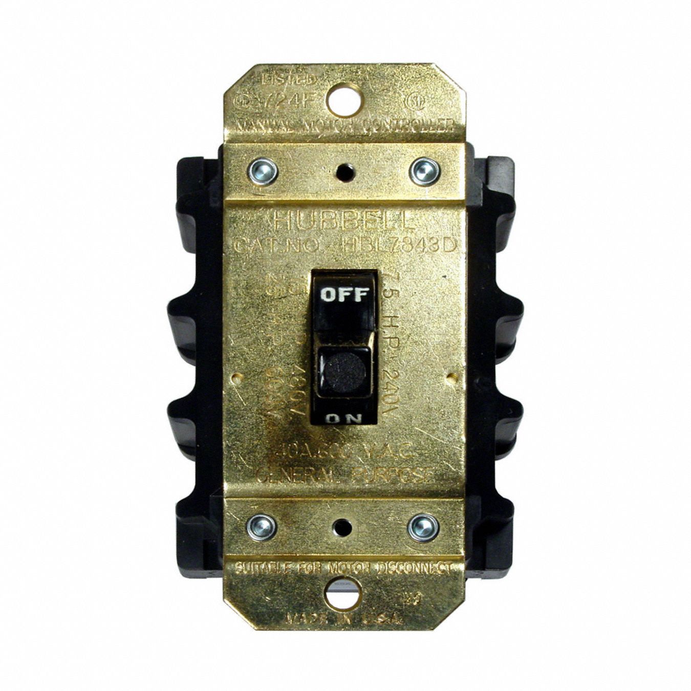 Manual Motor Switch: 3 Poles, 40 A, No Enclosure