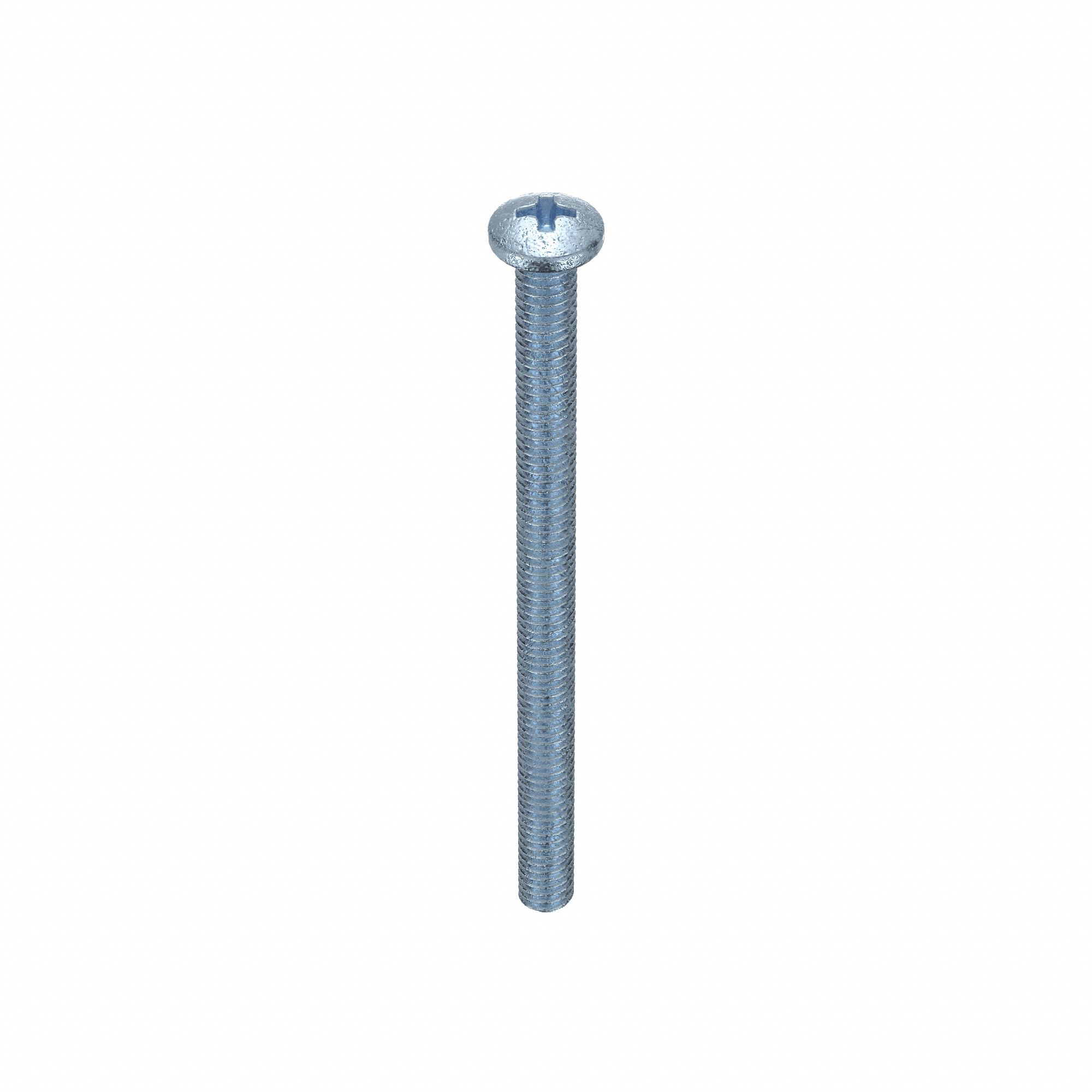 VIS DE MÉCANIQUE,NO6-32, 2PO L,ACIER,GALVANISÉ, CYLINDRIQUE,CRUCIFORME, ASME,100PQ