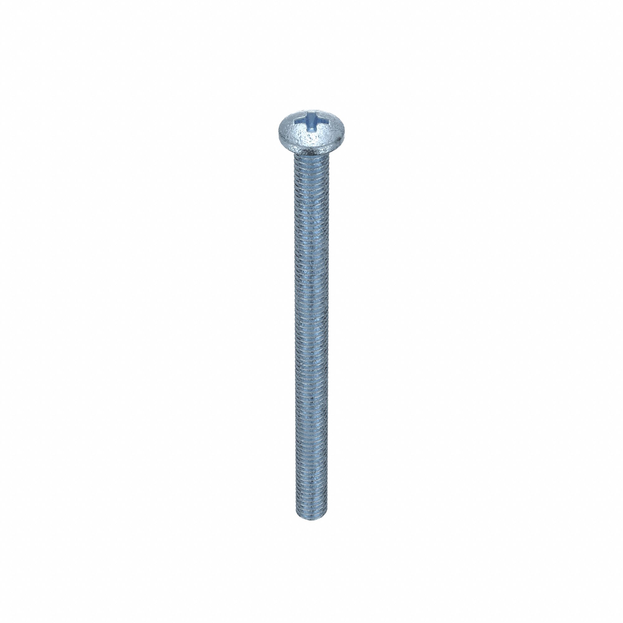 MACHINE SCREW, #6-32 THREAD, 2 IN L, STEEL, ZINC PLATED, PAN, PHILLIPS, ASME B18.6.3, 100 PK