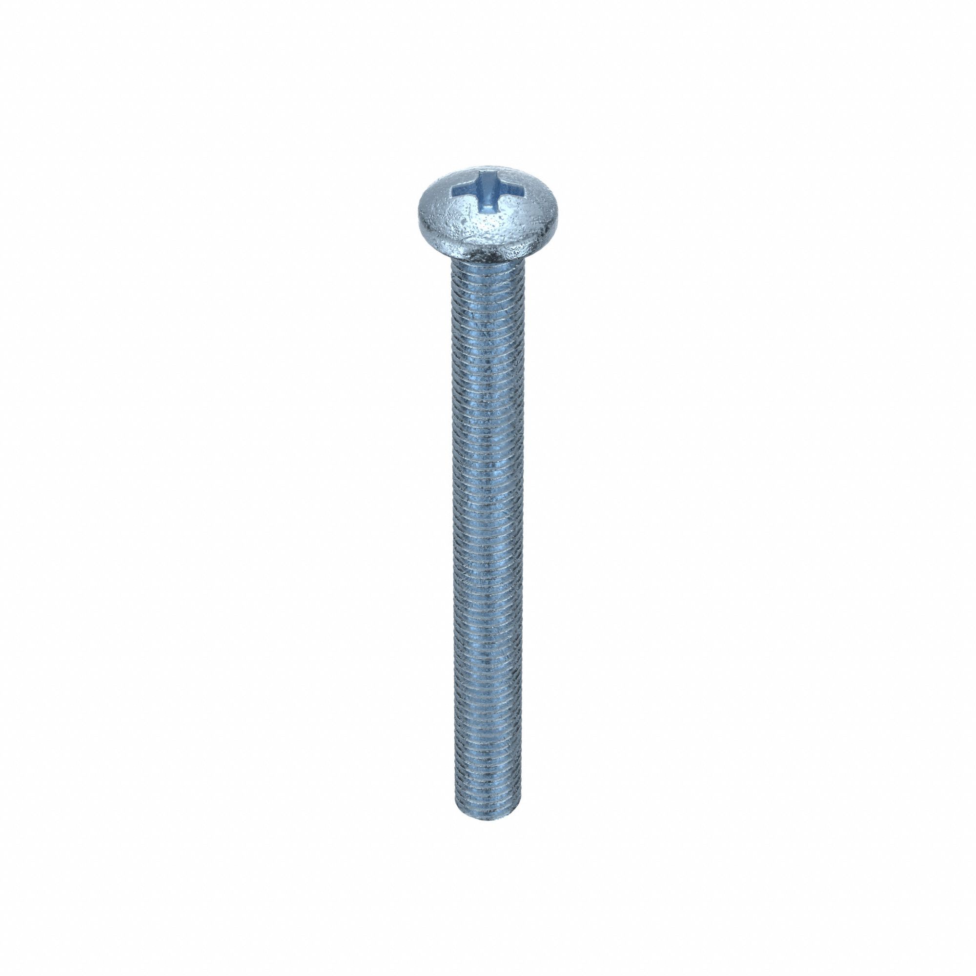 MACHINE SCREW, #8-32 THREAD SIZE, 1¾ IN L, STEEL, ZINC PLATED, PAN, PHILLIPS, INCH, 100 PK