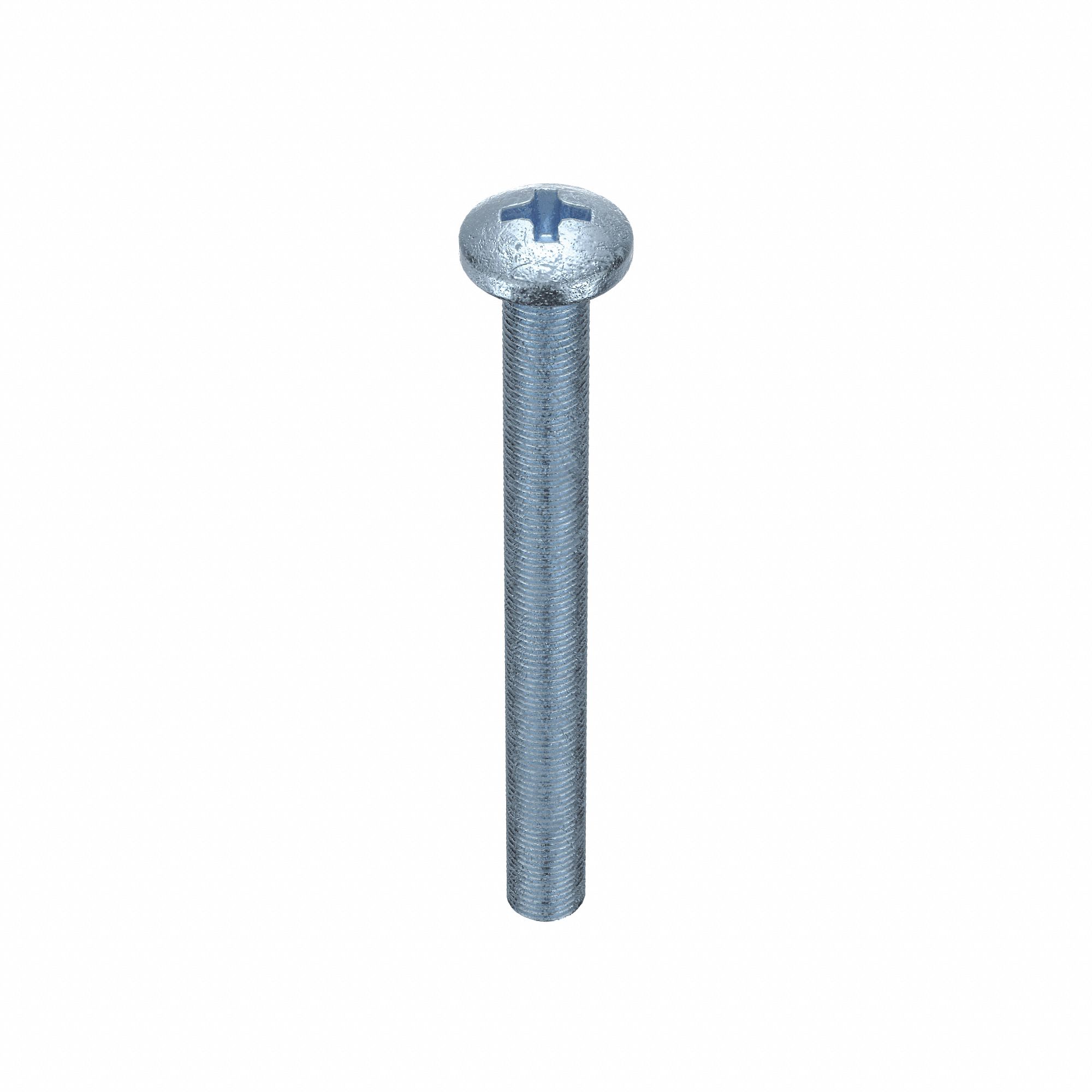 MACHINE SCREW, ¼"-20 THREAD, 2½ IN L, STEEL, ZINC PLATED, PAN, PHILLIPS, INCH, 100 PK