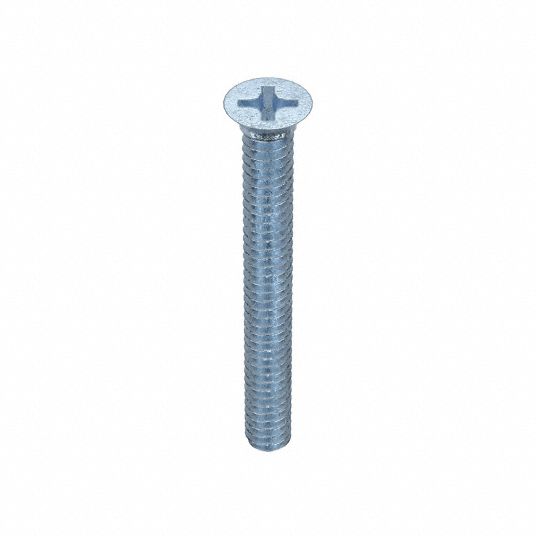 Machine Screw: #4-40 Thread Size, 1 in Lg, Steel, Zinc Plated, Flat,  Phillips, ASME B18.6.3, 100 PK
