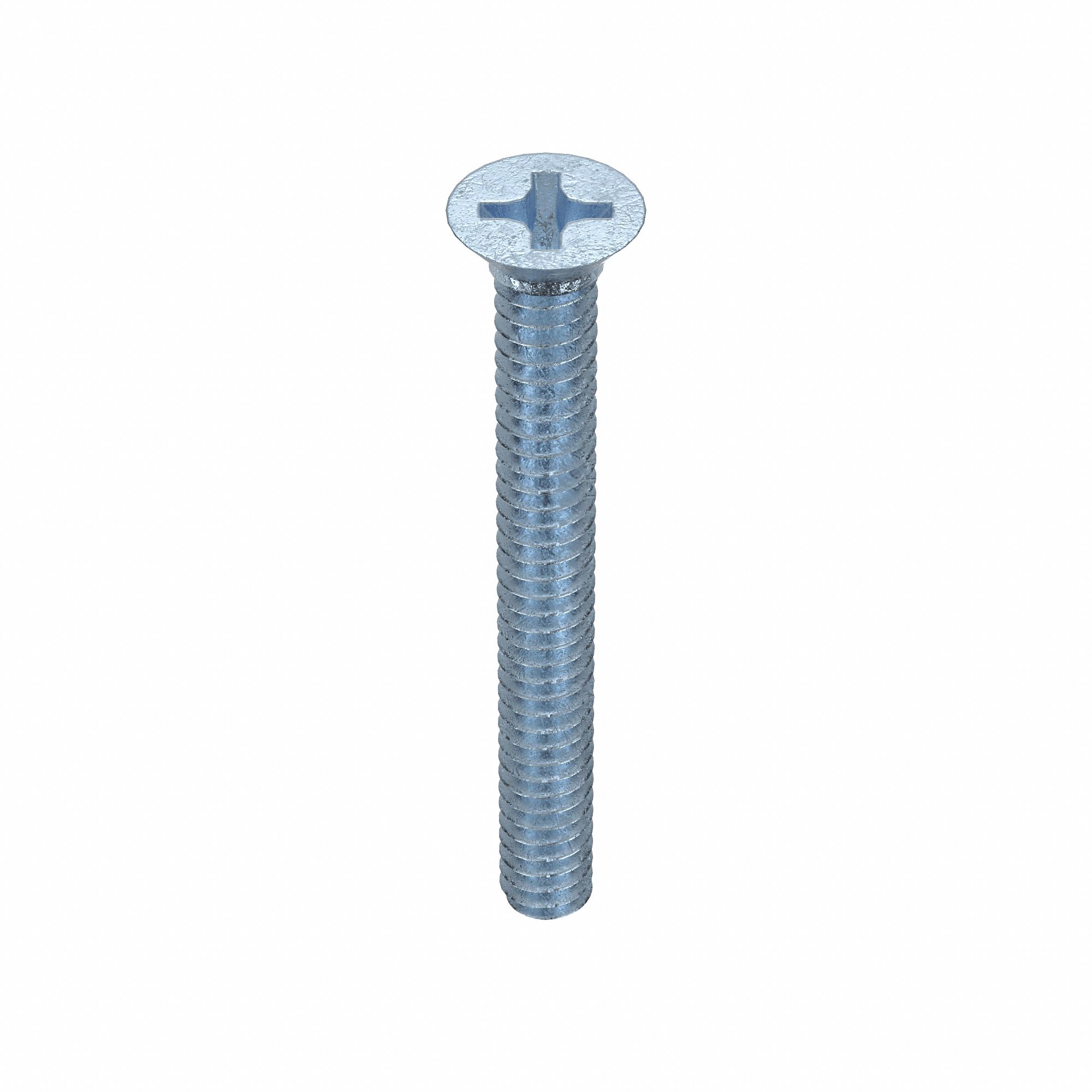 Machine Screw: #6-32 Thread Size, 1 1/4 in Lg, Steel, Zinc-Plated, Flat, Phillips, 100 PK