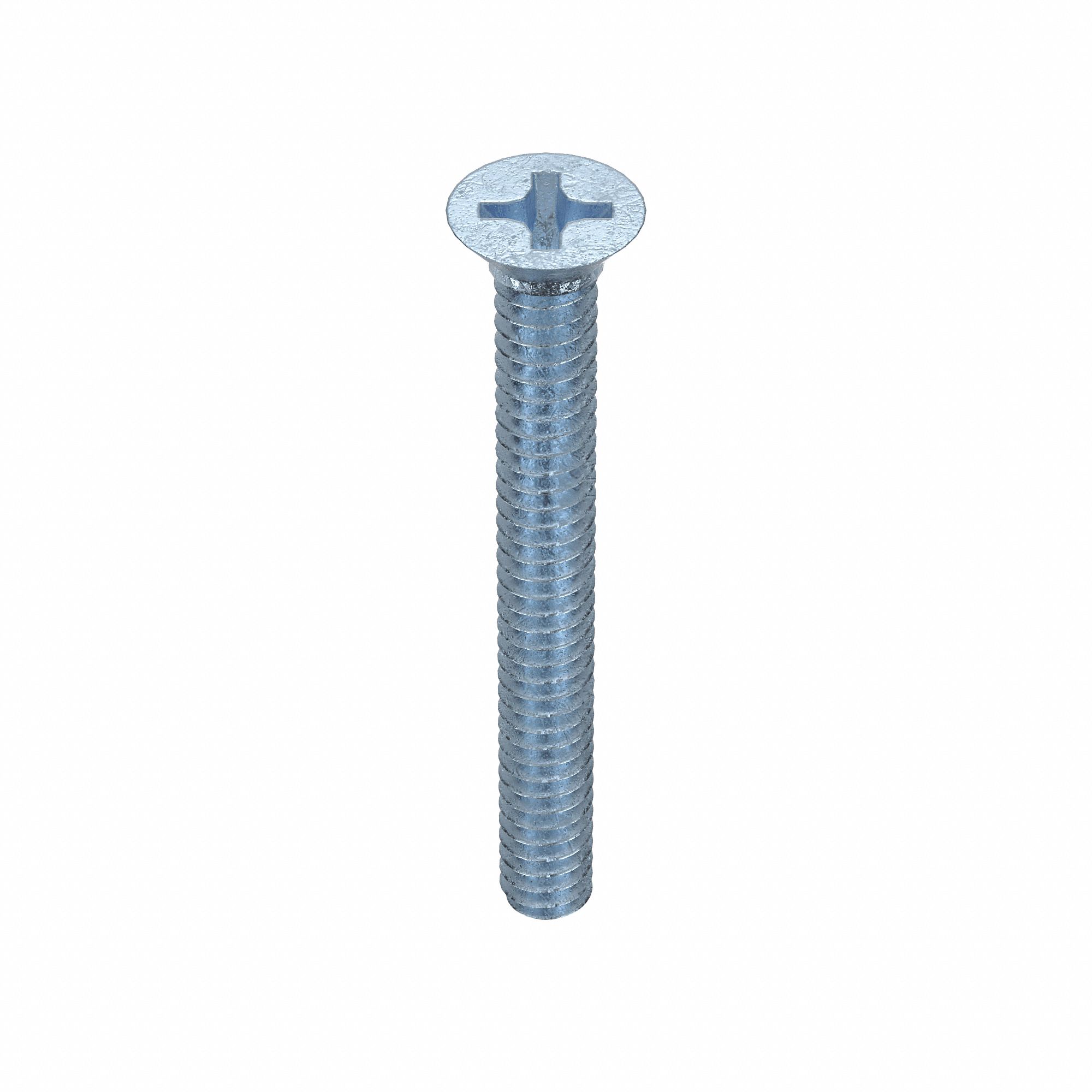 MACHINE SCREW, #6-32 THREAD, 1¼ IN L, STEEL, ZINC PLATED, FLAT, PHILLIPS, INCH, 100 PK