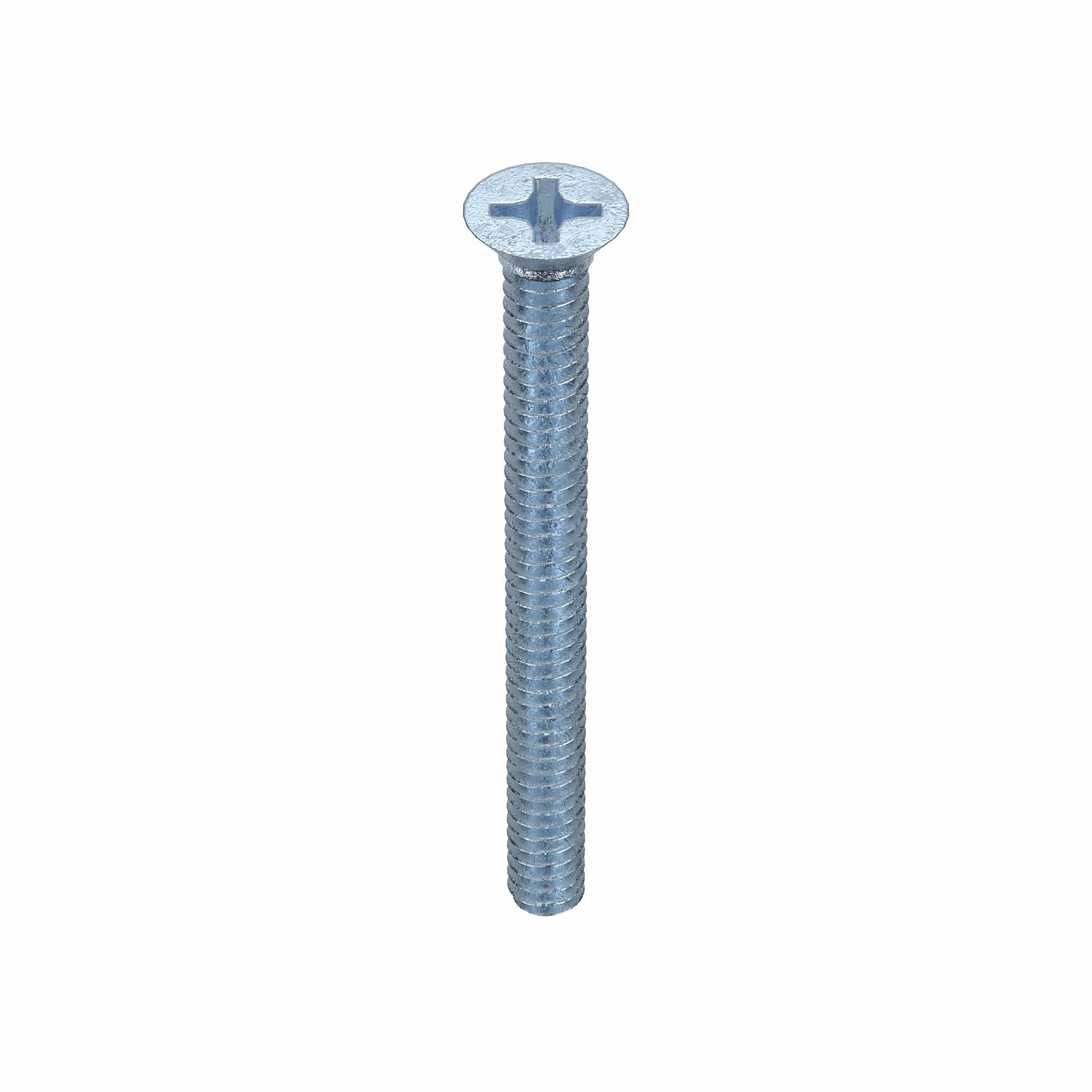 MACHINE SCREW, #6-32 THREAD, 1½ IN L, STEEL, ZINC PLATED, FLAT, PHILLIPS, INCH, 100 PK