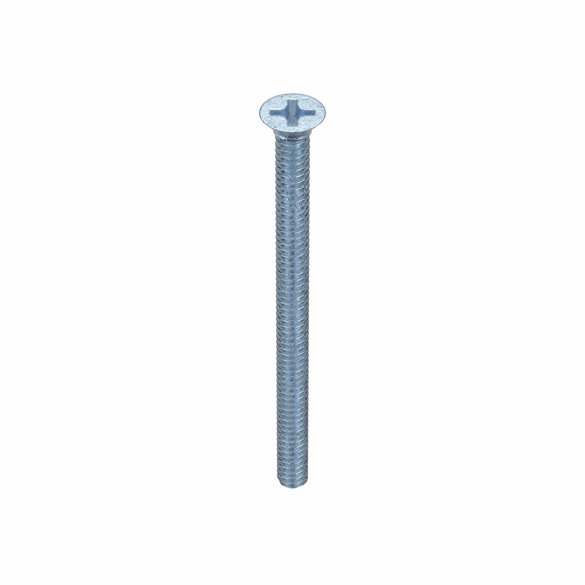 Machine Screw: #6-32 Thread Size, 2 in Lg, Steel, Zinc-Plated, Flat, Phillips, Machine Screw, 100 PK