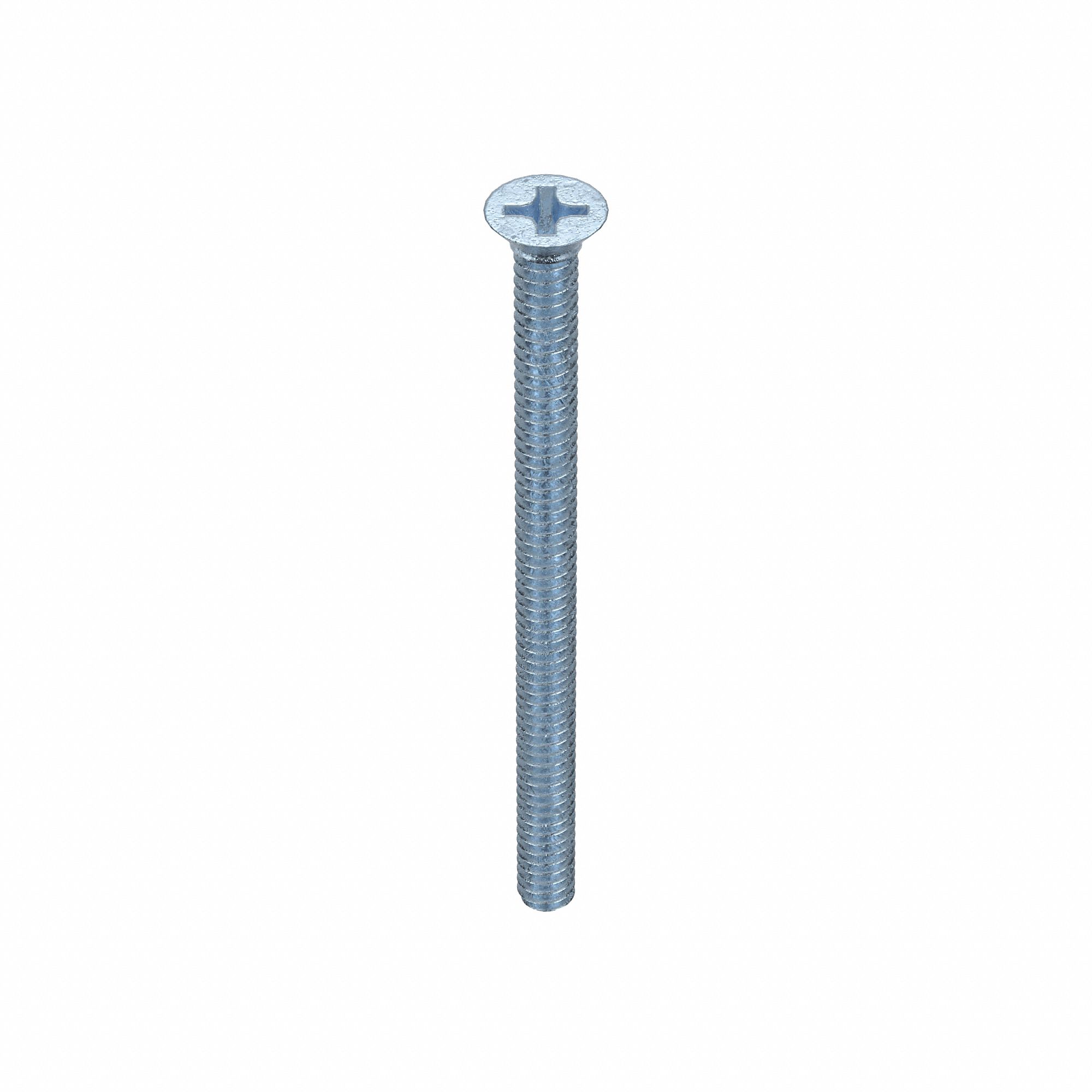 MACHINE SCREW, #6-32 THREAD, 2 IN L, STEEL, ZINC PLATED, FLAT, PHILLIPS, ASME B18.6.3, 100 PK