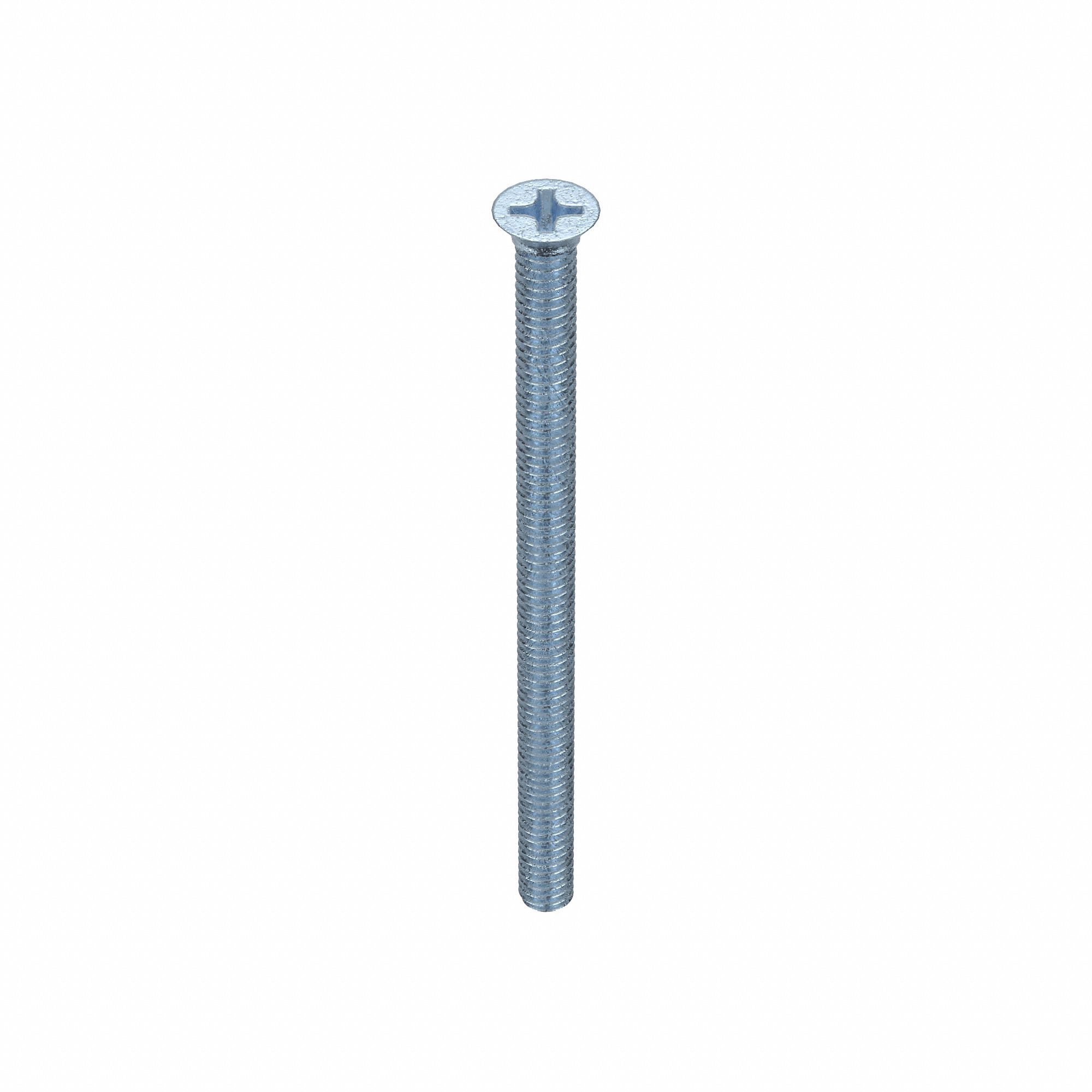 MACHINE SCREW, #8-32 THREAD, 2½ IN L, STEEL, ZINC PLATED, FLAT, PHILLIPS, INCH, 100 PK