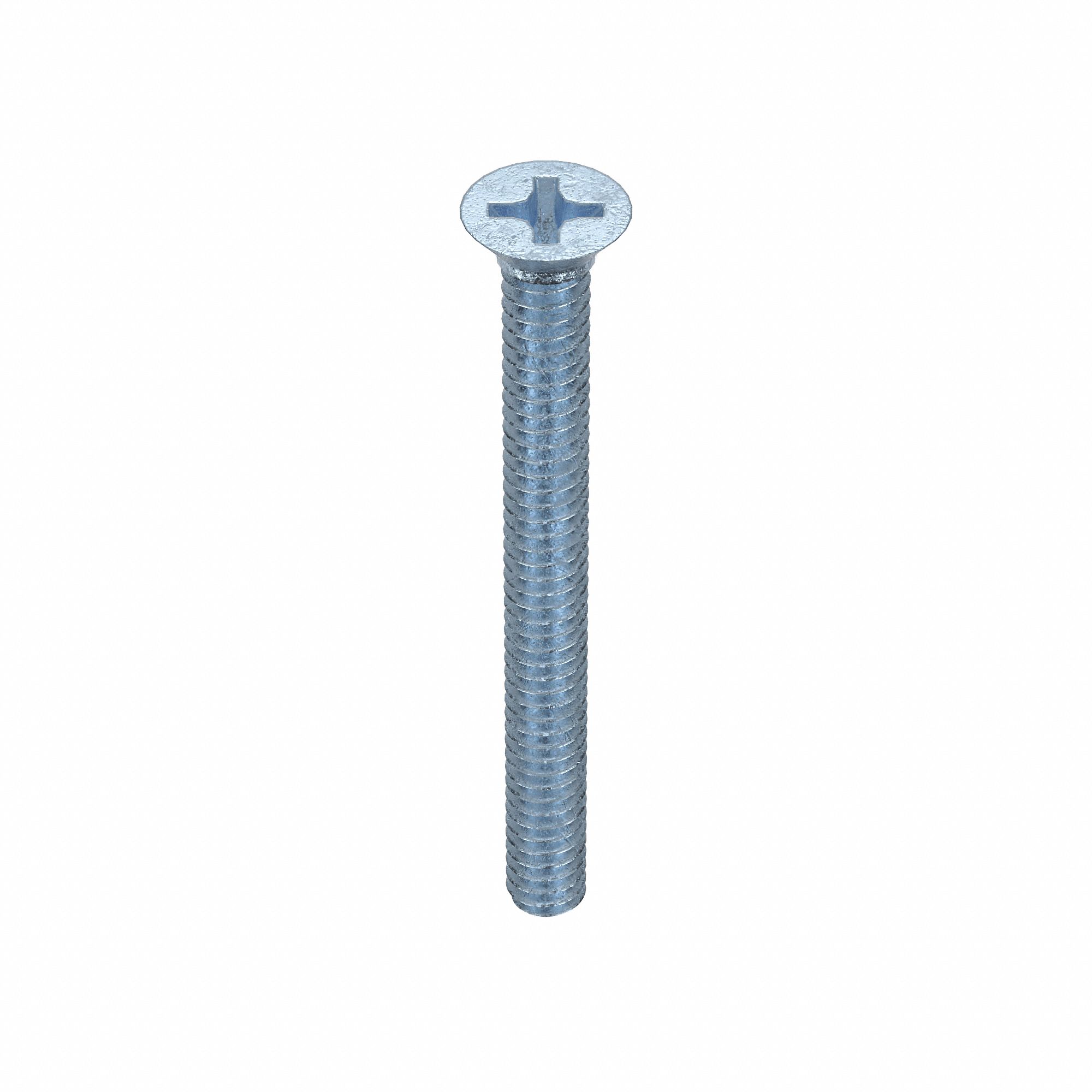 MACHINE SCREW, #10-24 THREAD, 2 IN L, STEEL, ZINC PLATED, FLAT, PHILLIPS, ASME B18.6.3, 100 PK