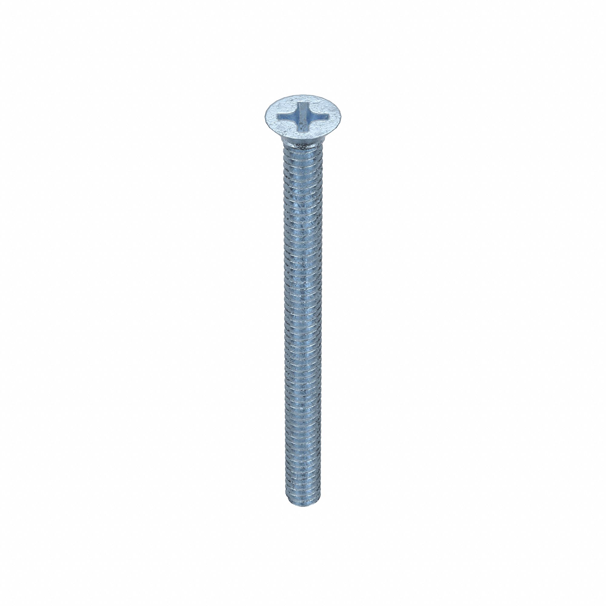 MACHINE SCREW, #10-24 THREAD, 2½ IN L, STEEL, ZINC PLATED, FLAT, PHILLIPS, INCH, 100 PK