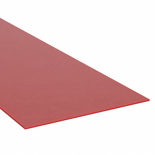 Silicone Sheet: Std, 12 in x 36 in, 0.125 in Thick, 30A, Plain Backing,  Red, Smooth