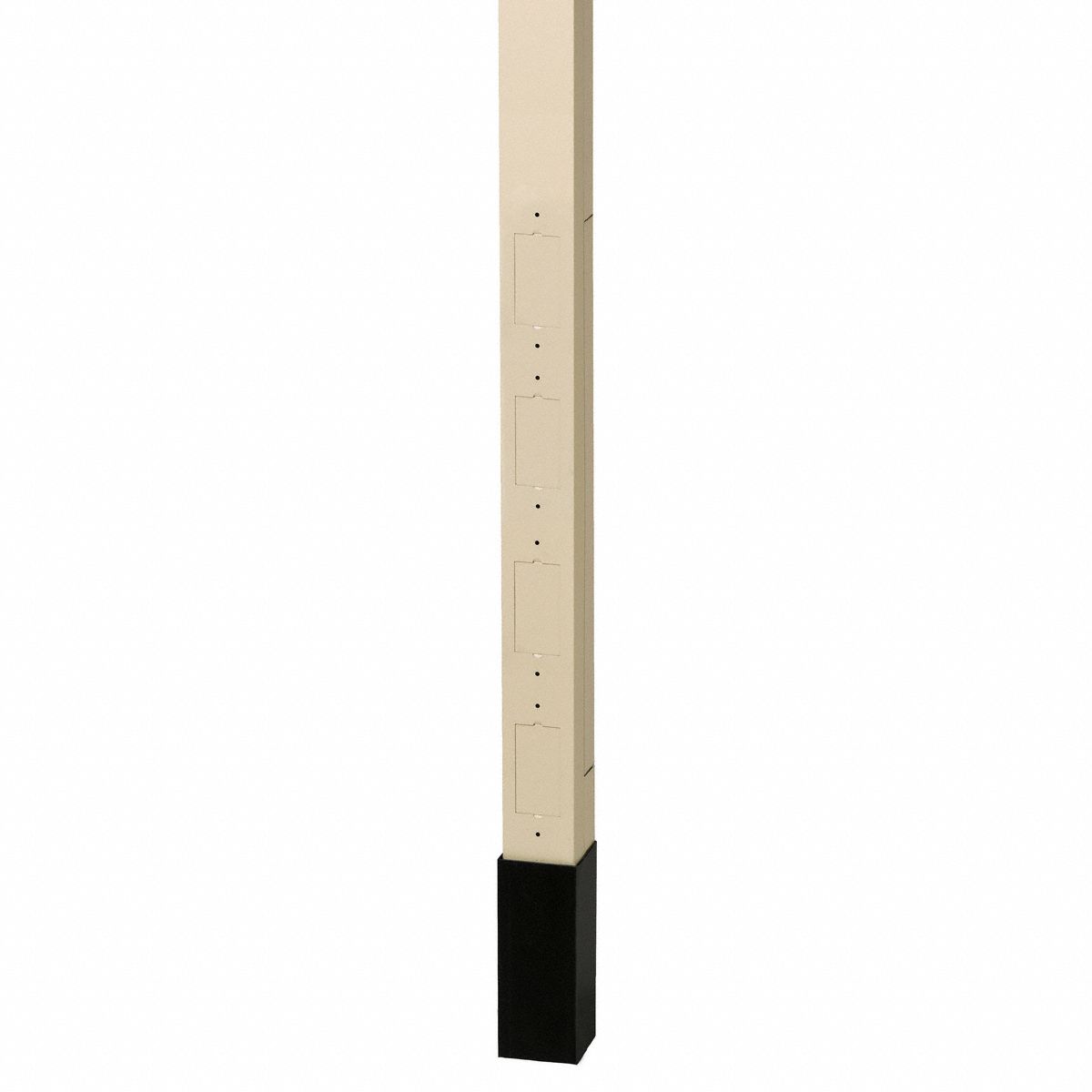 Service Pole: 2 Channels, 0 Outlets, 4 Knockouts, 10 ft 2 in, 2 1/8 in  W x 2 1/8 in  H, Ivory