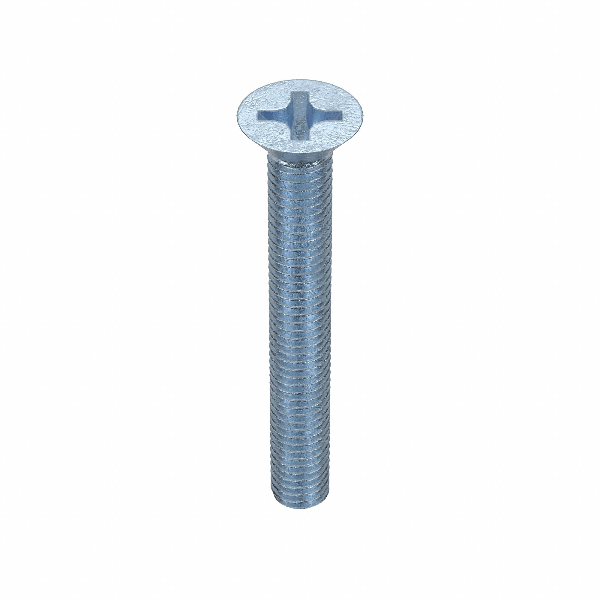 Machine Screw: #10-32 Thread Size, 1 1/2 in Lg, Steel, Zinc-Plated, Flat, Phillips, 100 PK