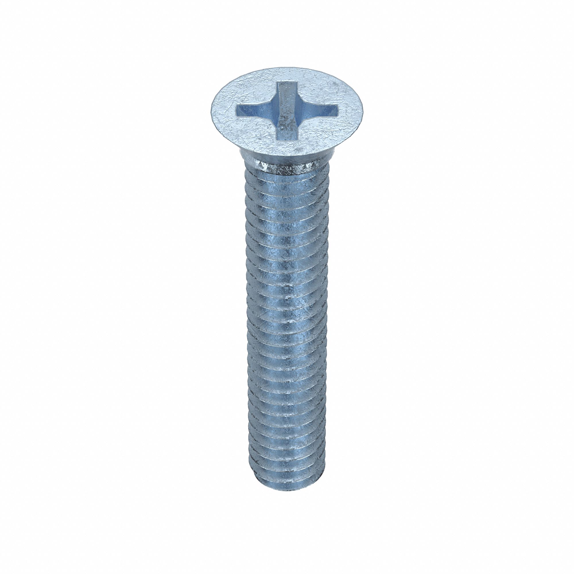 MACHINE SCREW, #12-24 THREAD, 1¼ IN L, STEEL, ZINC PLATED, FLAT, PHILLIPS, INCH, 100 PK