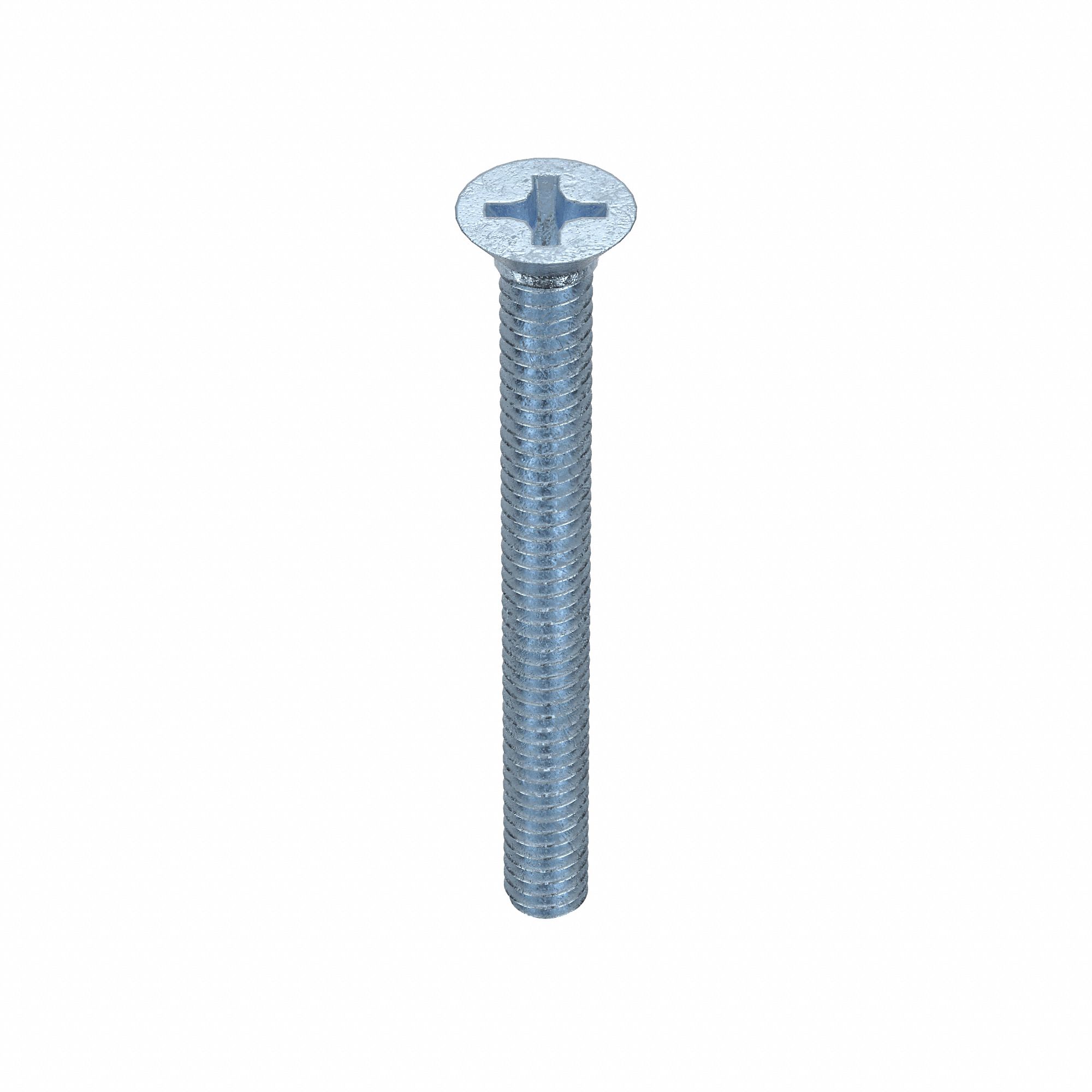 MACHINE SCREW, ¼"-20 THREAD, 2½ IN L, STEEL, ZINC PLATED, FLAT, PHILLIPS, INCH, 100 PK