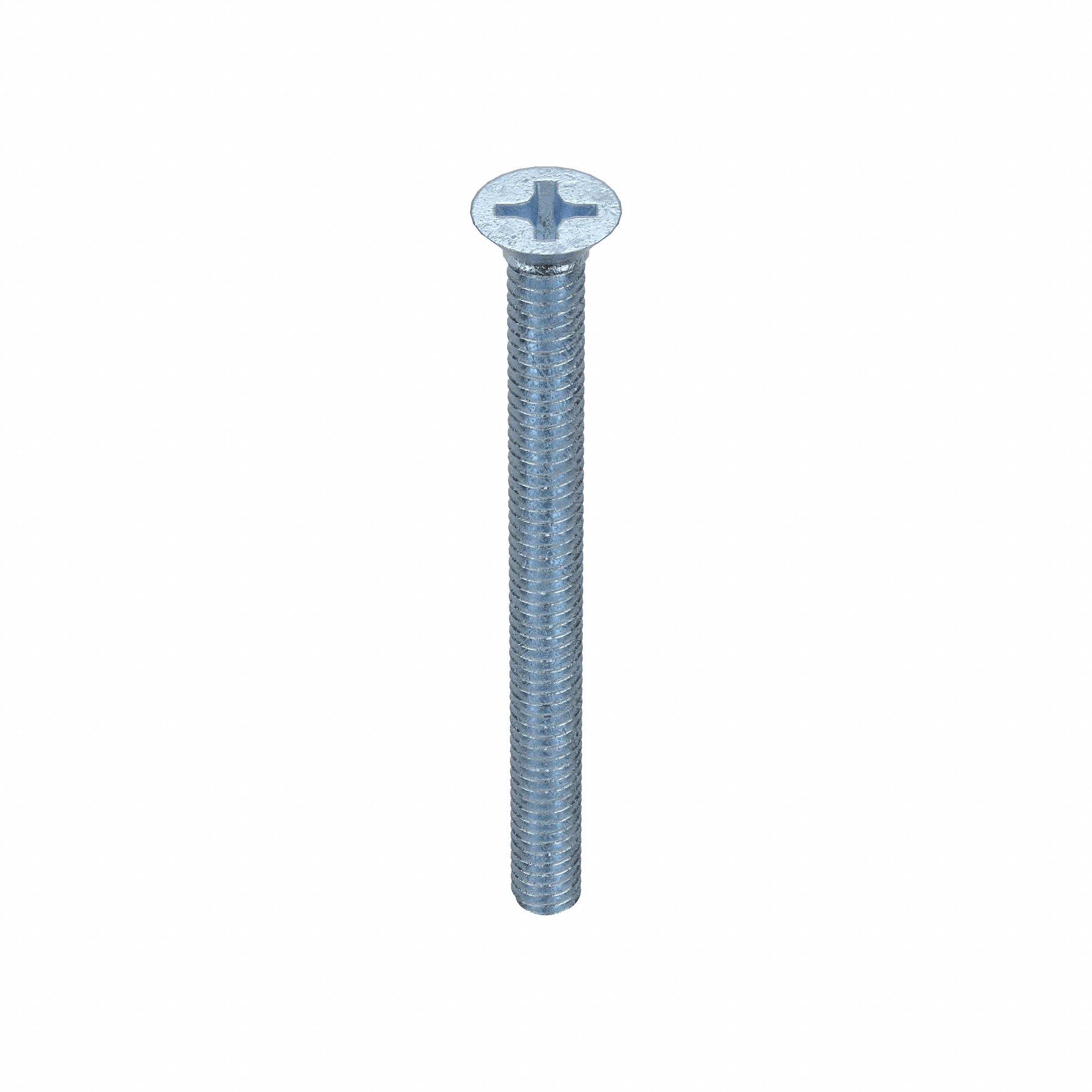 MACHINE SCREW, ¼"-20 THREAD, 3 IN L, STEEL, ZINC PLATED, FLAT, PHILLIPS, INCH, ROUND, 100 PK