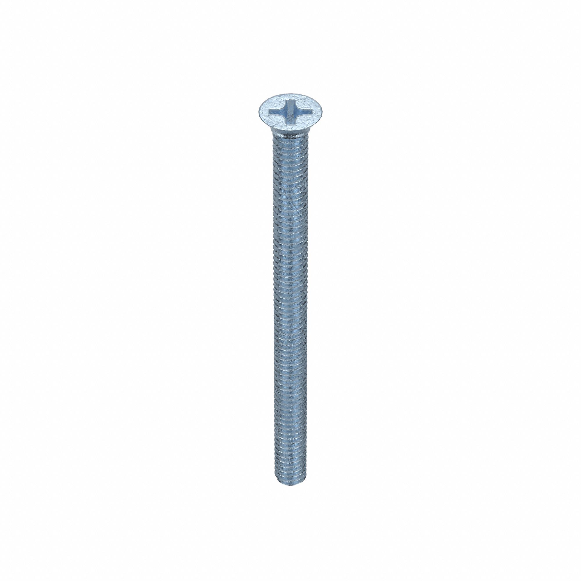 Machine Screw: 1/4"-20 Thread Size, 3 1/2 in Lg, Steel, Zinc-Plated, Flat, Phillips, 100 PK