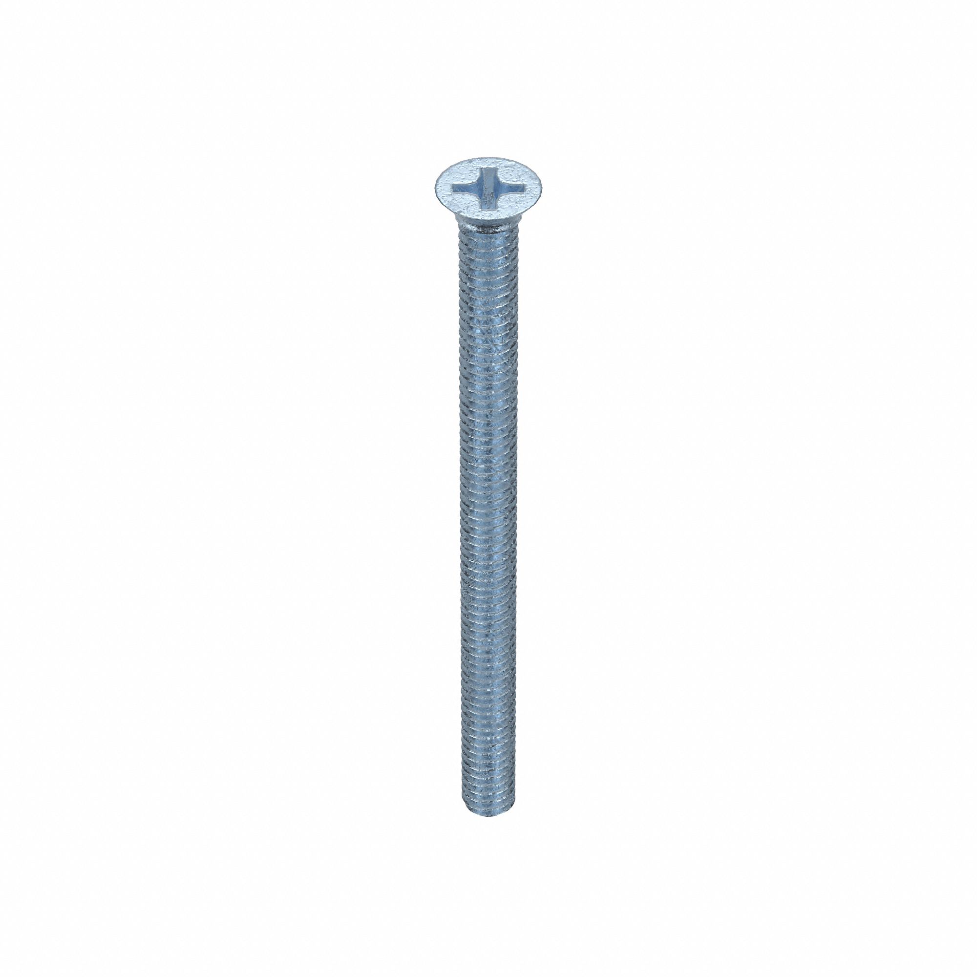 MACHINE SCREW, ¼"-20 THREAD, 3½ IN L, STEEL, ZINC PLATED, FLAT, PHILLIPS, INCH, 100 PK