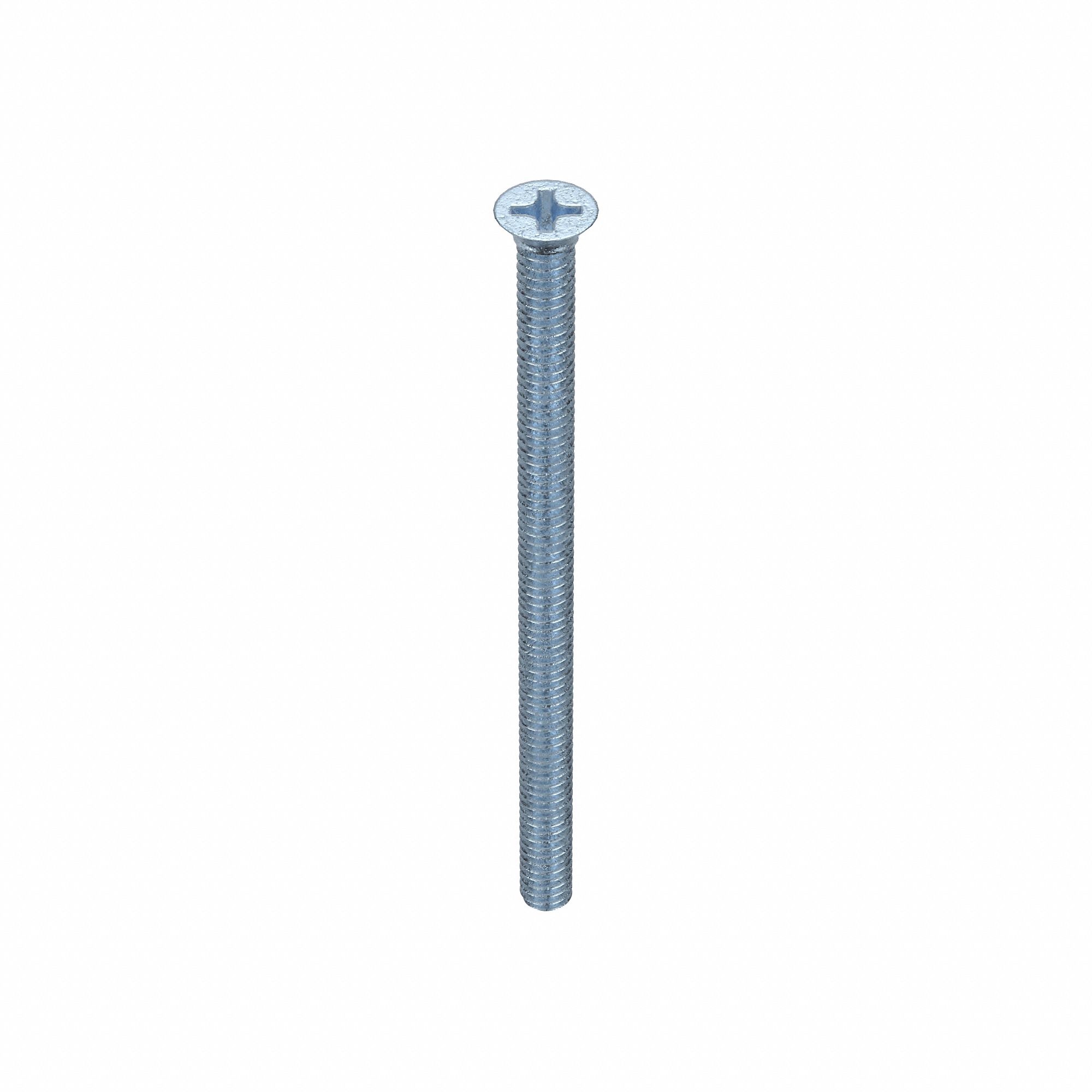 Machine Screw: 1/4"-20 Thread Size, 4 in Lg, Steel, Zinc-Plated, Flat, Phillips, 100 PK