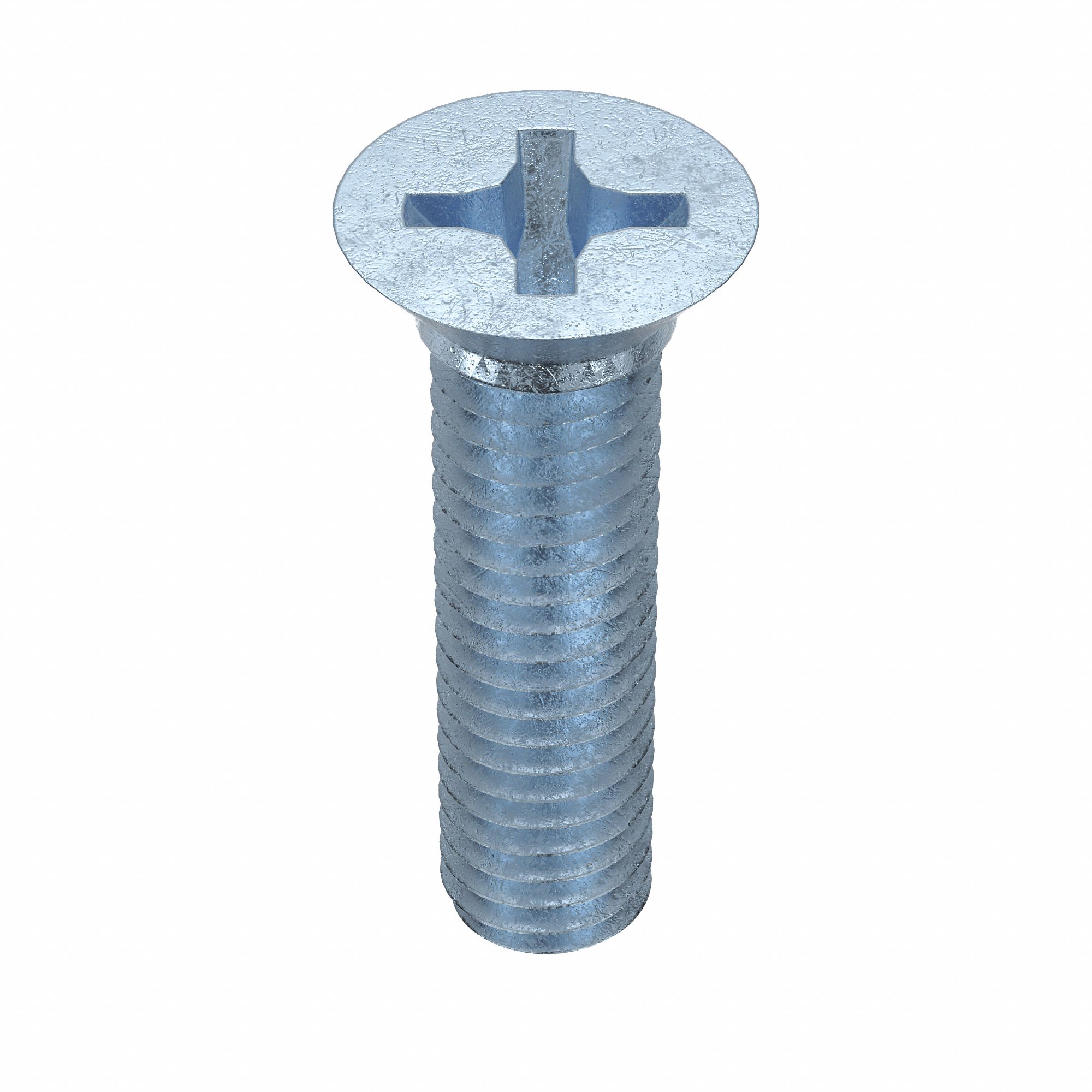 Machine Screw: 3/8"-16 Thread Size, 1 1/2 in Lg, Steel, Zinc-Plated, Flat, Phillips, 100 PK