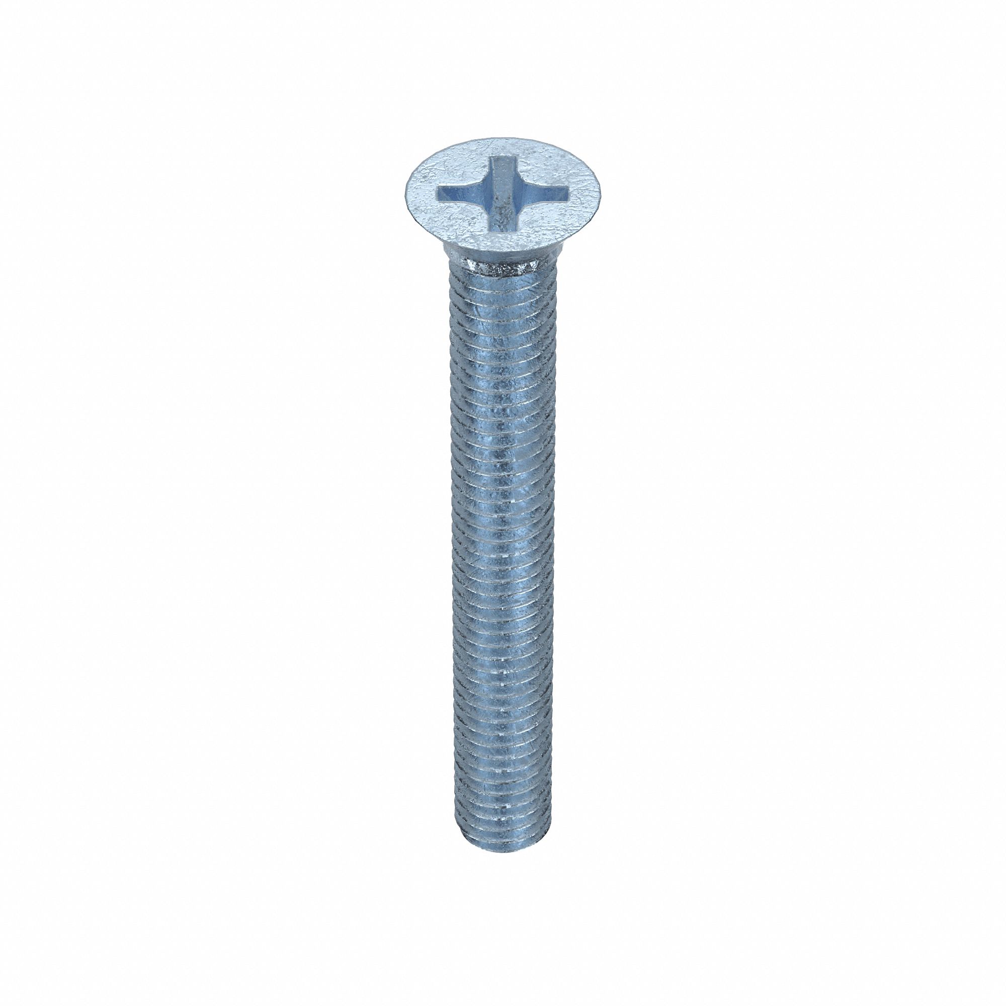Machine Screw: 3/8"-16 Thread Size, 3 in Lg, Steel, Zinc-Plated, Flat, Phillips, 50 PK