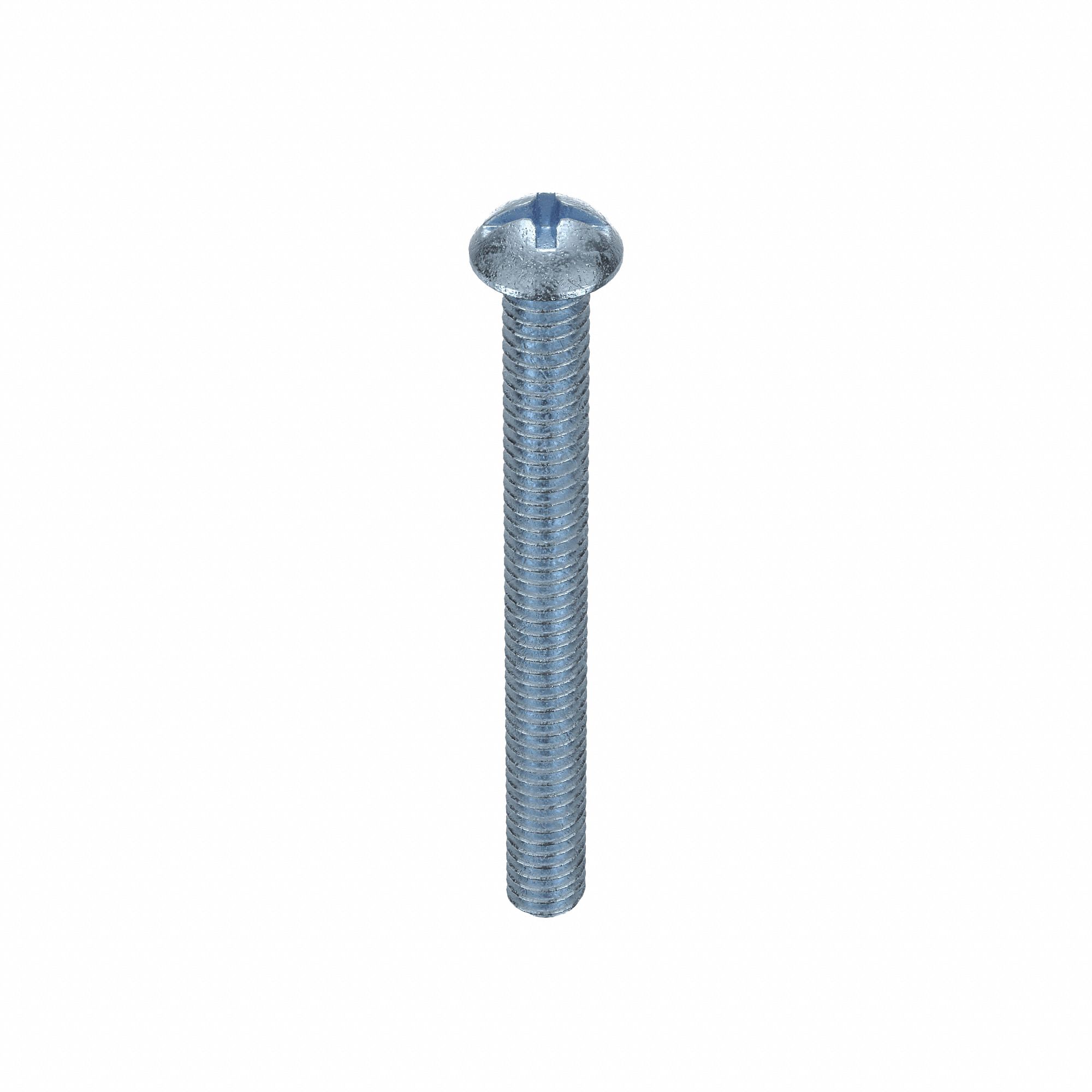 Machine Screw: #5-40 Thread Size, 1 1/4 in Lg, Steel, Zinc-Plated, Round, Machine Screw, 100 PK
