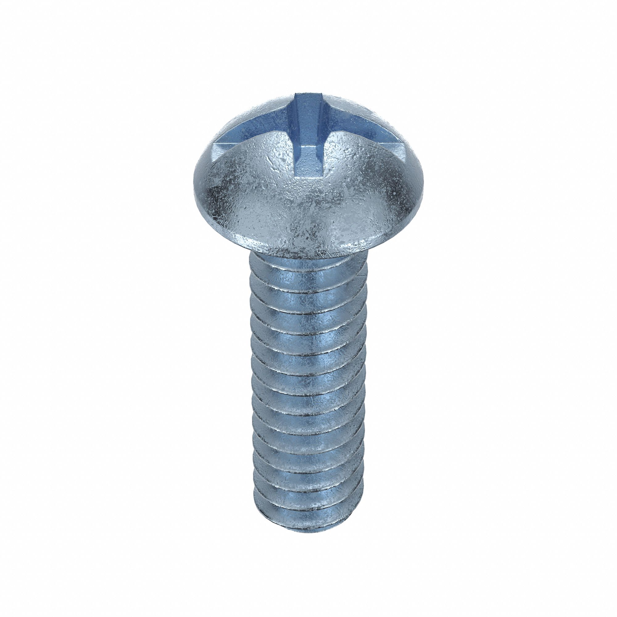 Machine Screw: #6-32 Thread Size, 1/2 in Lg, Steel, Zinc-Plated, Round, Machine Screw, 100 PK
