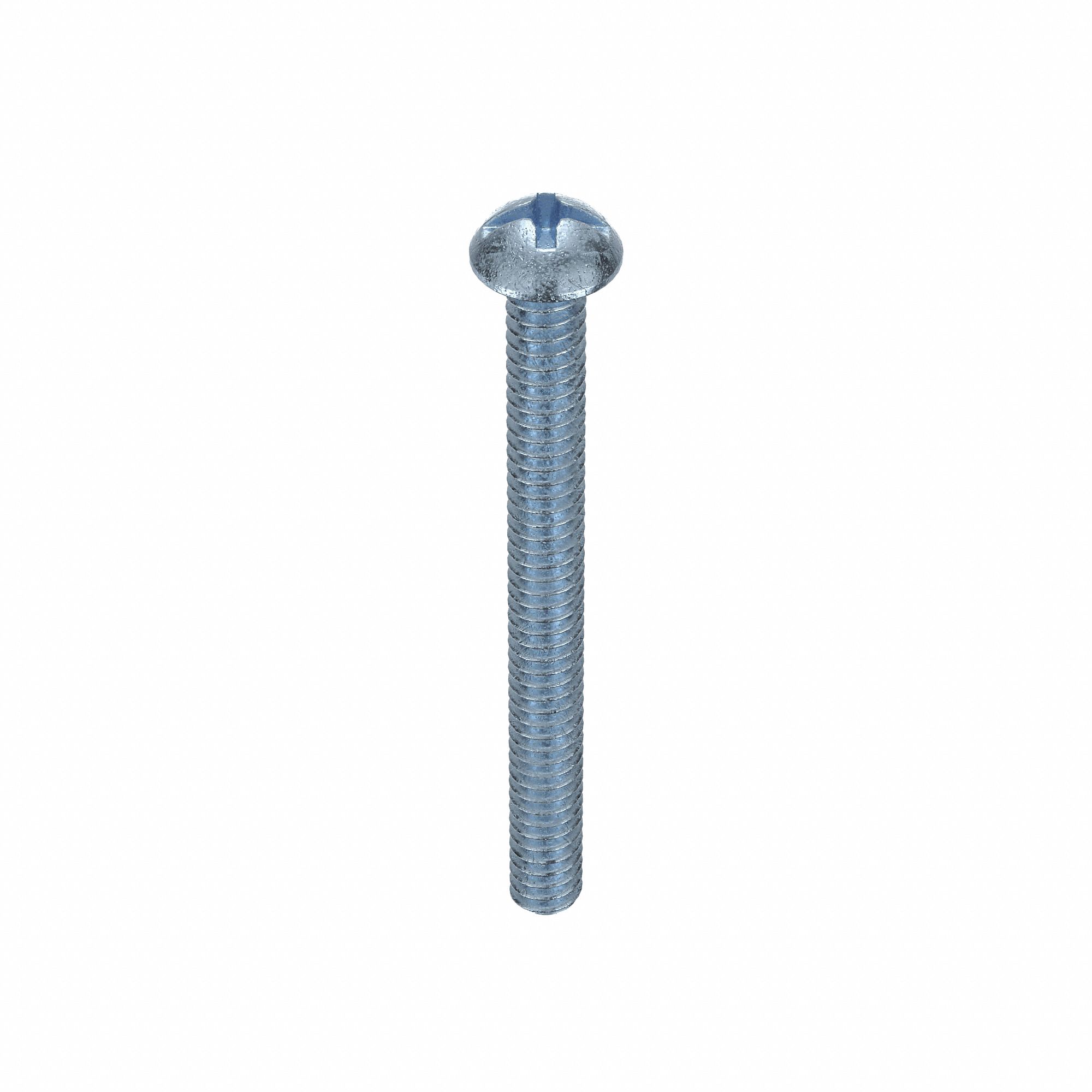 MACHINE SCREW, #6-32 THREAD, 1½ IN L, STEEL, ZINC PLATED, ROUND, ASME B18.6.3, INCH, 100 PK